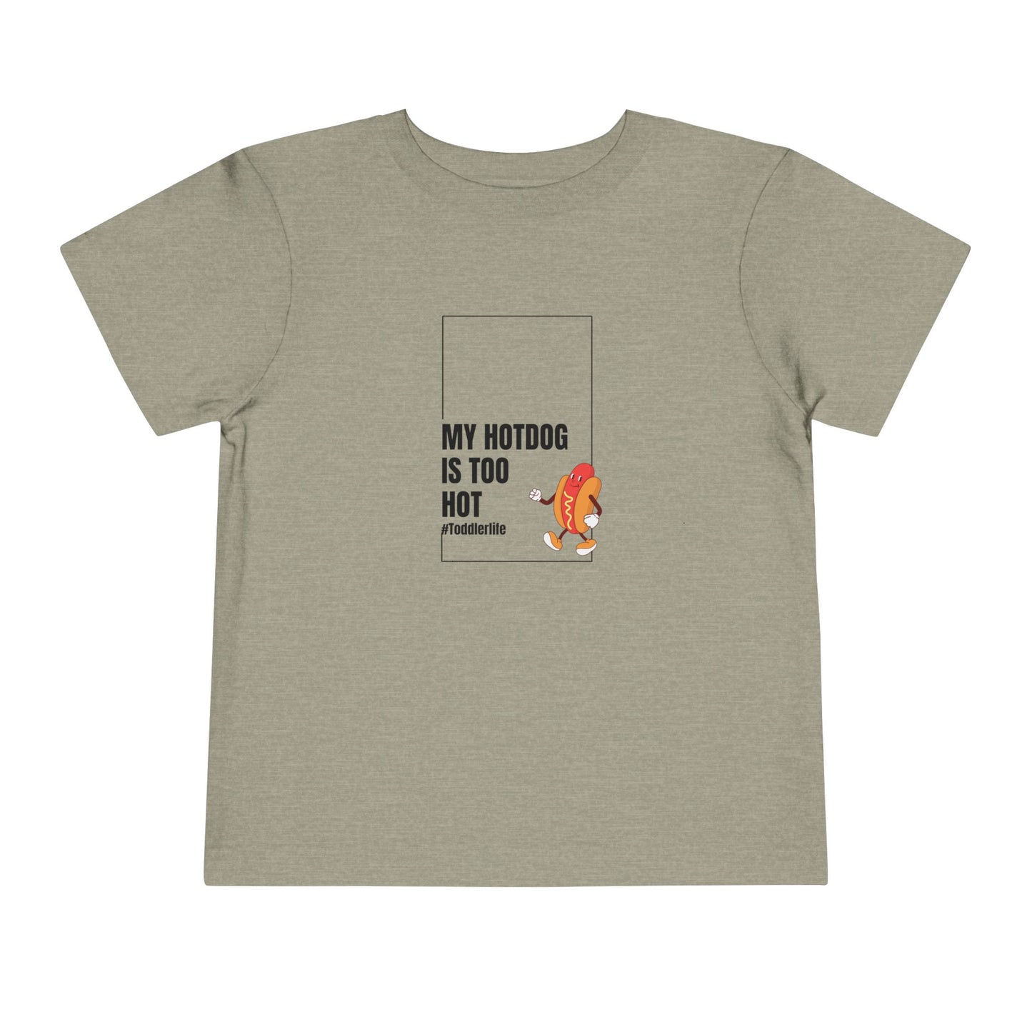 Toddler Tee — "My Hotdog Is Too Hot" Cute Cartoon Hot Dog Kids Shirt