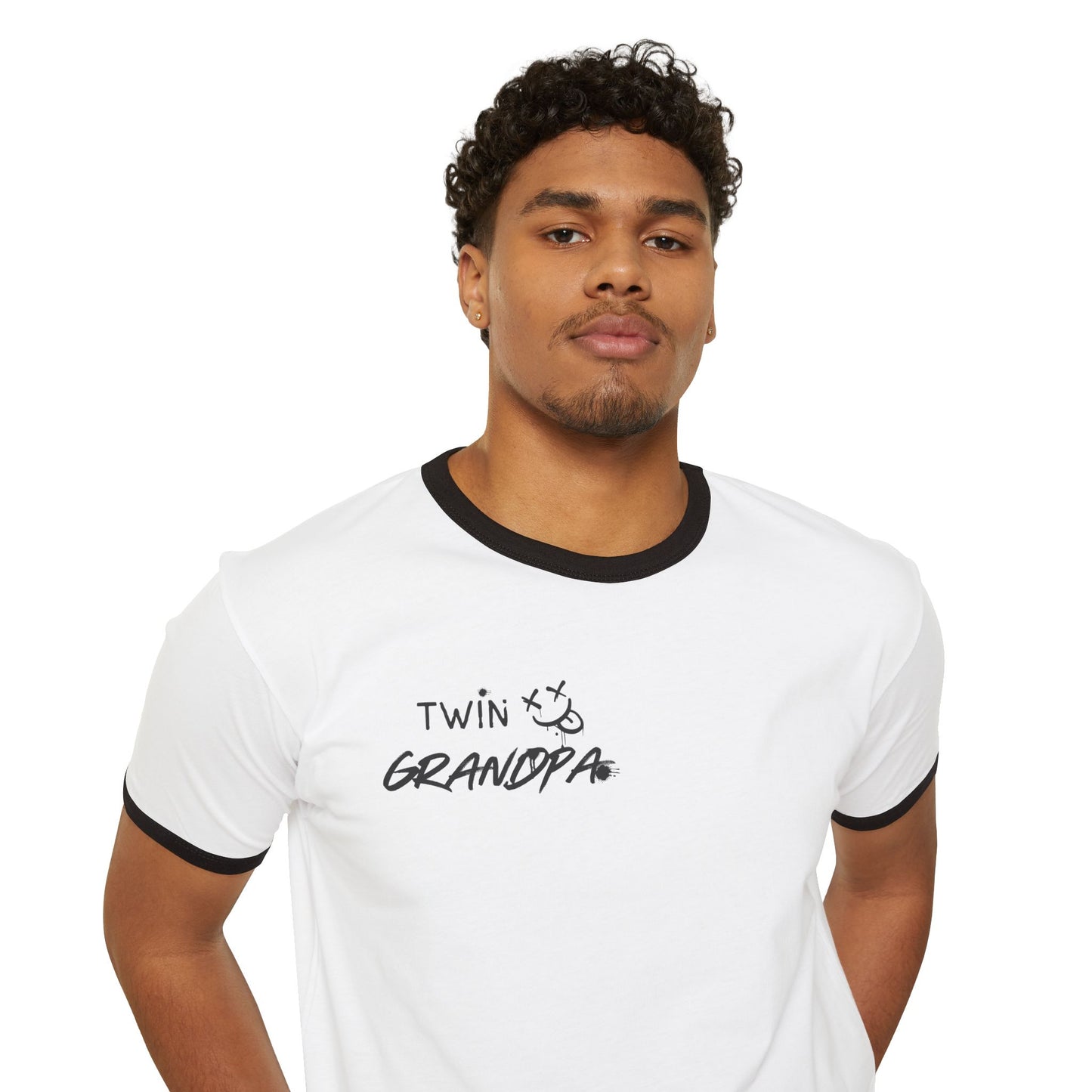 Twin Grandpa Ringer T‑Shirt — Cool Graffiti Grandpa Gift
