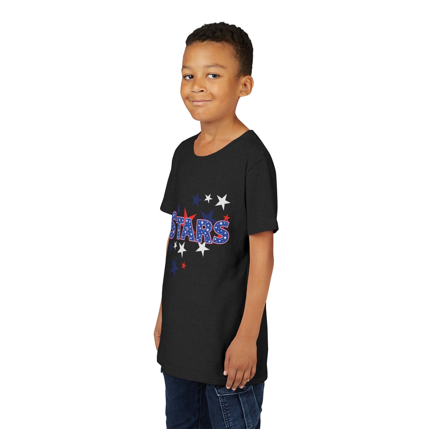 4th July -Youth Stars Tee - Patriotic Red White Blue Kids Shirt