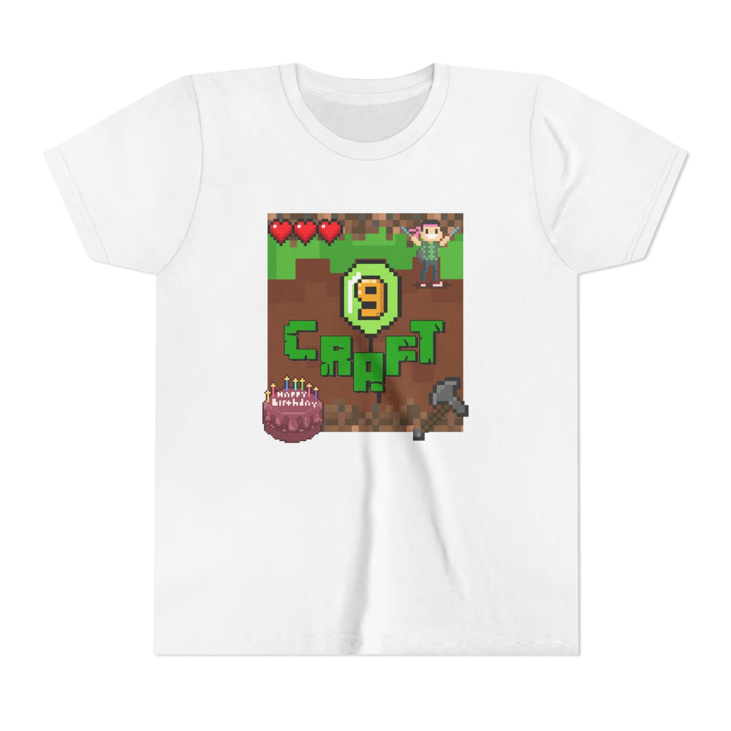 Minecraft-Style '9 Craft' Kids Tee — Birthday Gamer Shirt