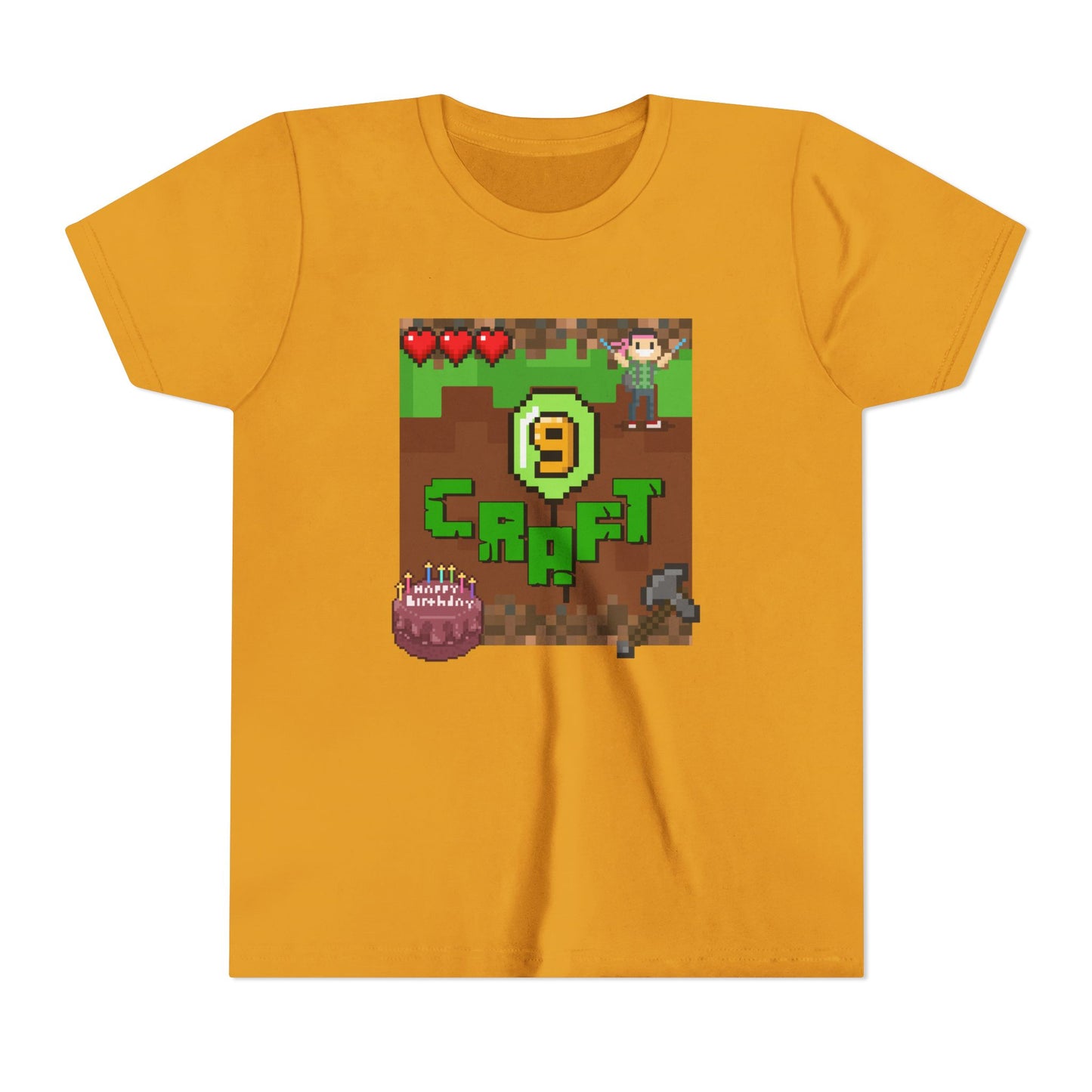 Minecraft-Style '9 Craft' Kids Tee — Birthday Gamer Shirt