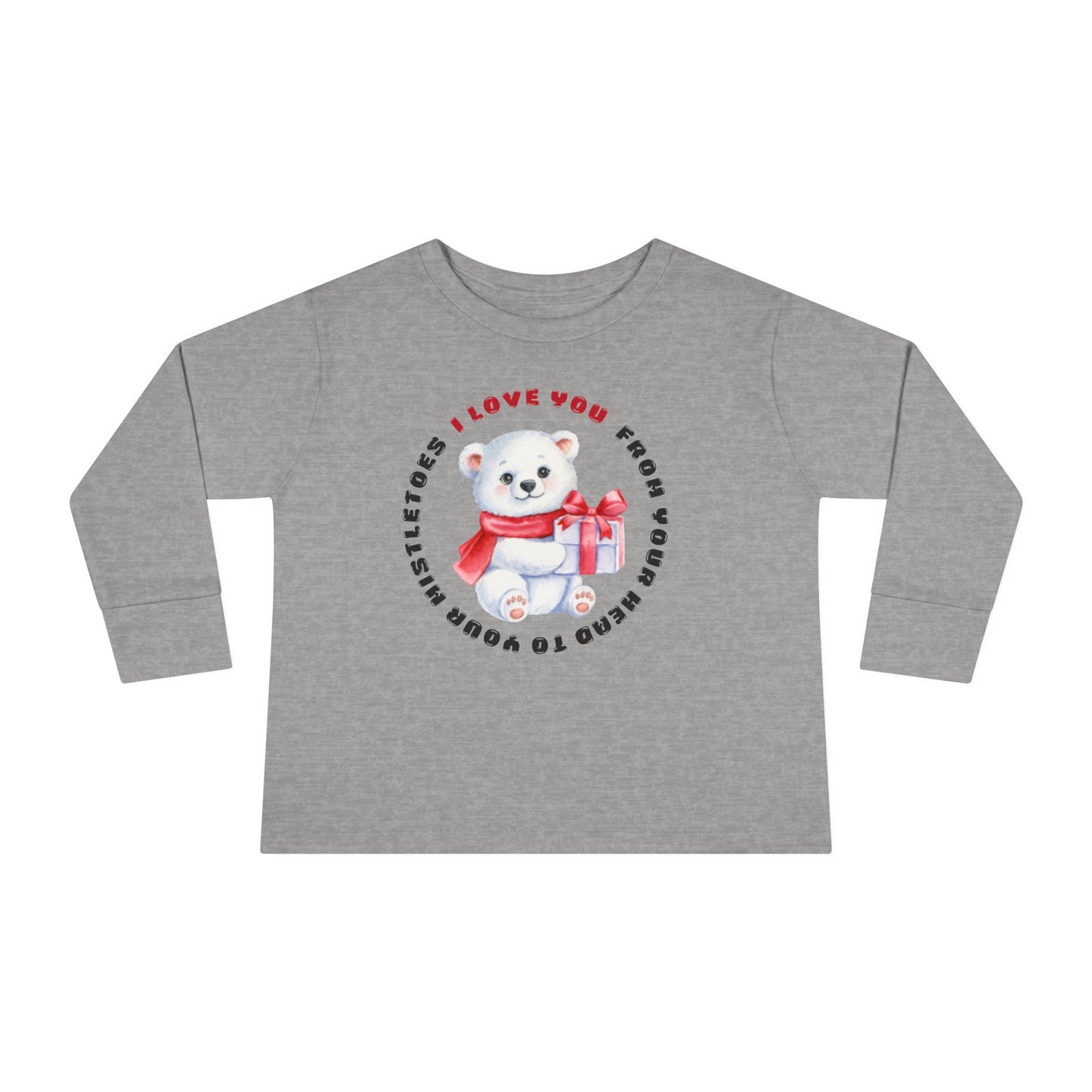 Toddler Long Sleeve Christmas Sweater  — 'I Love You from your head to your mistletoes' Polar Bear with Gift Decal