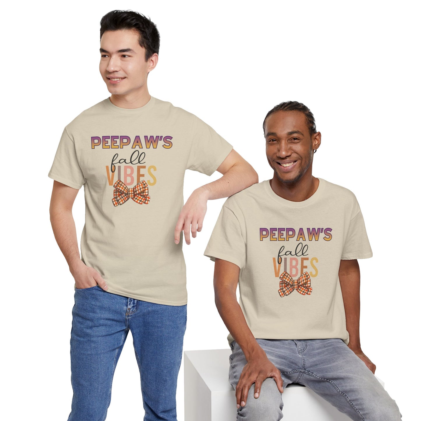 Pepaw's Fall Vibes T-Shirt — Grandpa Autumn Plaid Bow Tee