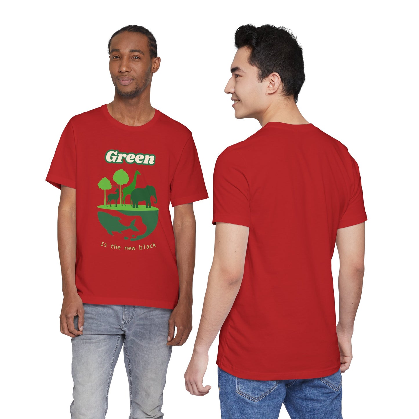 Green Mens Wildlife Conservation T-Shirt — "Green is the New Black" Eco Tee