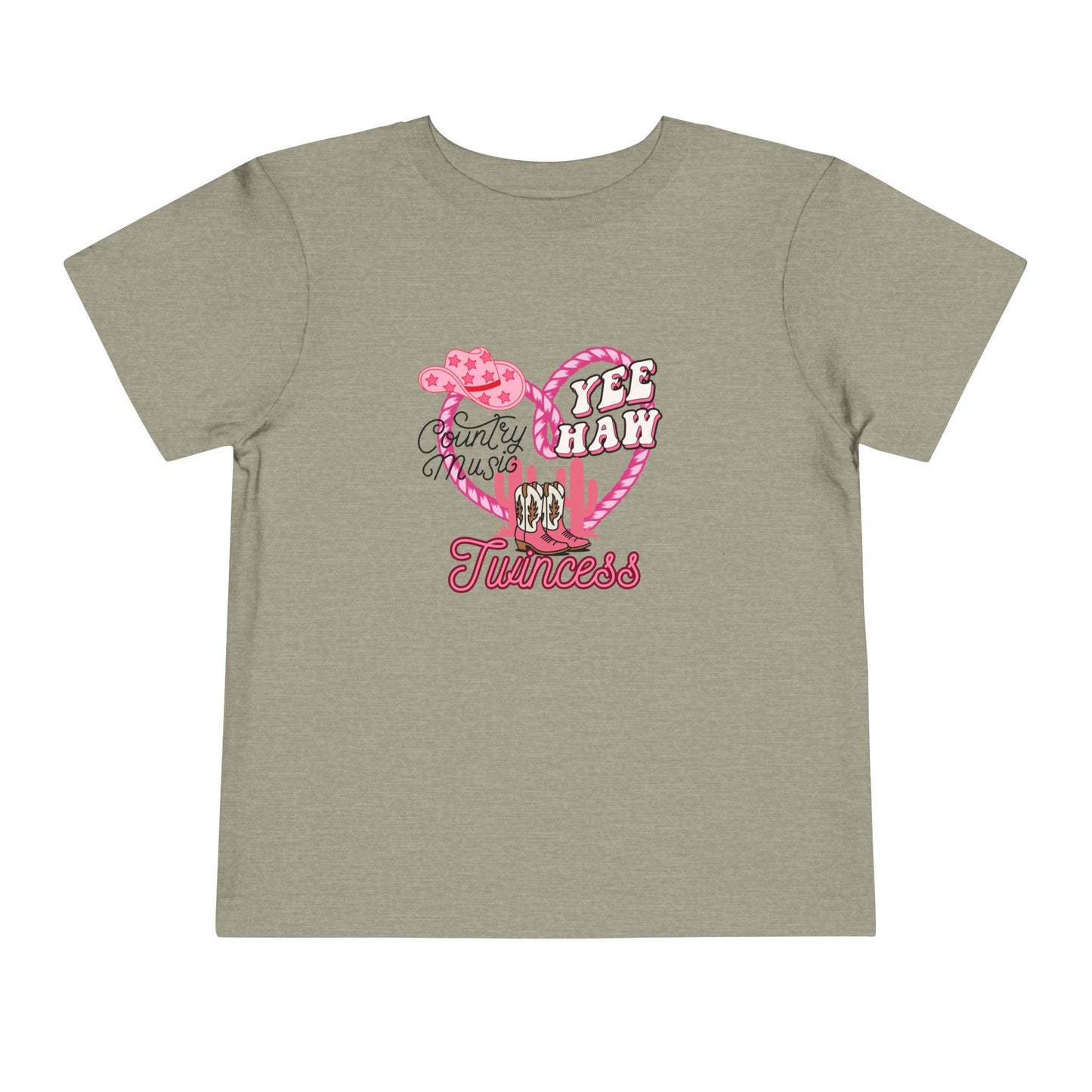 Twin Toddler Tee — 'Yee Haw Country Music Twincess' Pink Western Cowgirl Graphic