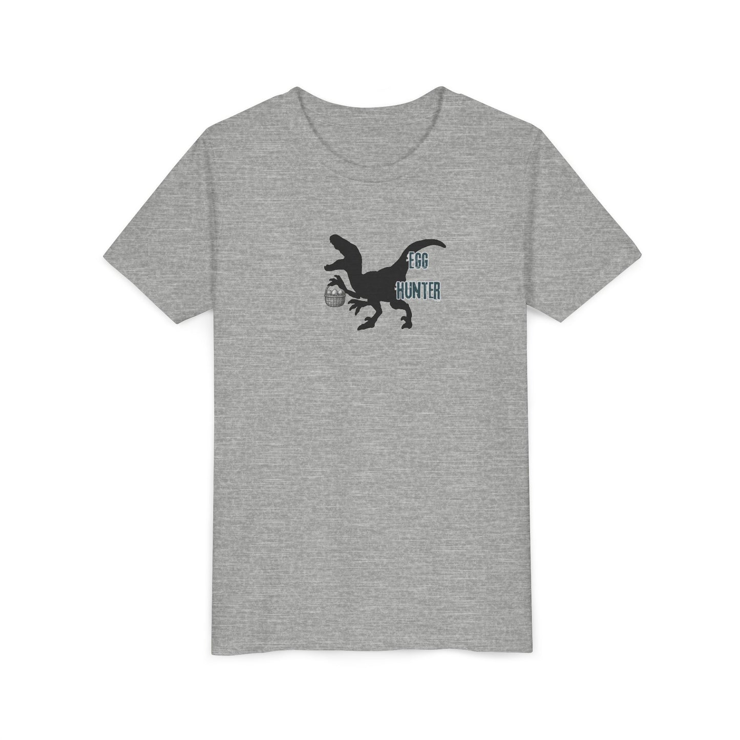 Kids T‑Shirt – 'Egg Hunter' Raptor Dinosaur Easter Tee