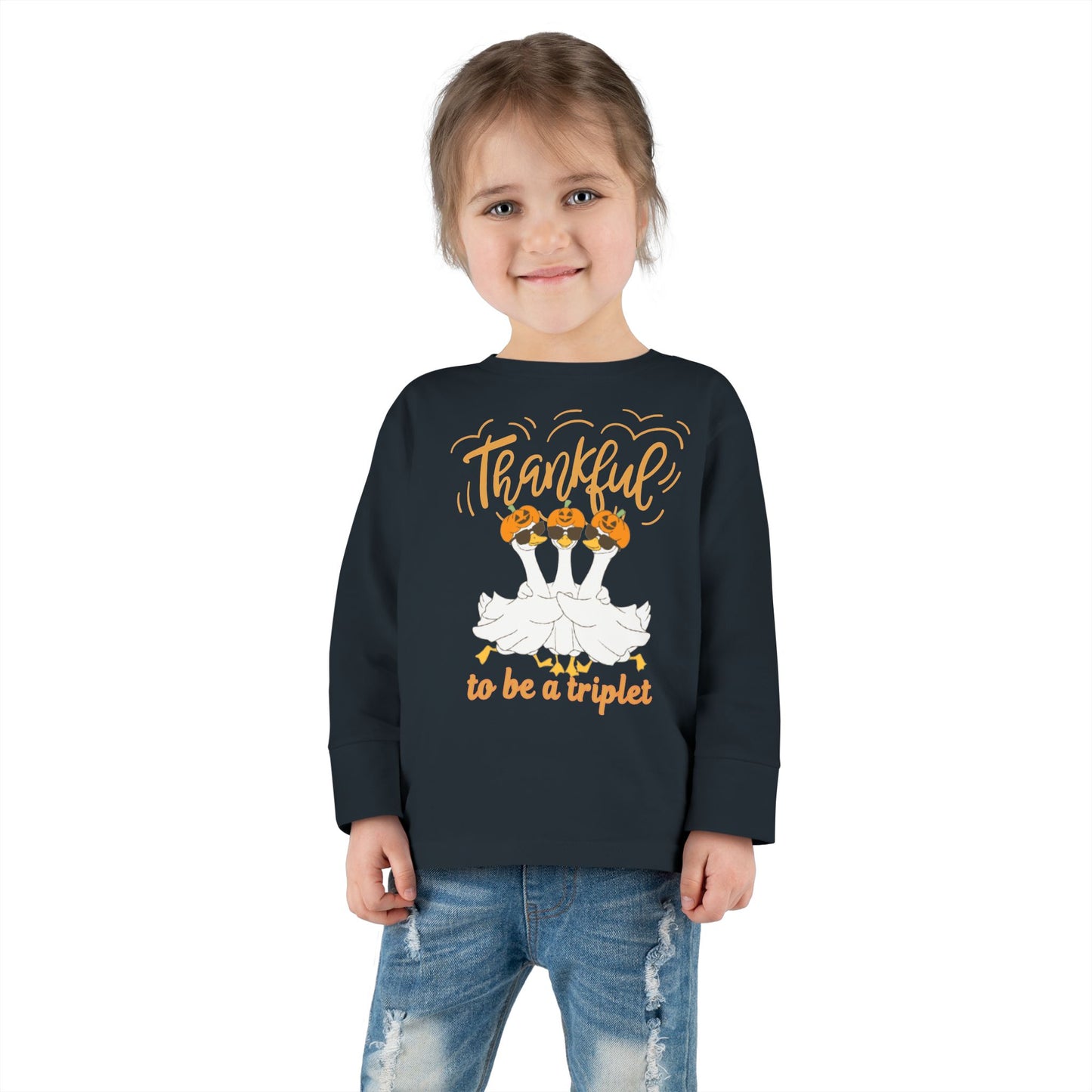 Thankful to Be a Triplet Toddler Long Sleeve Tee