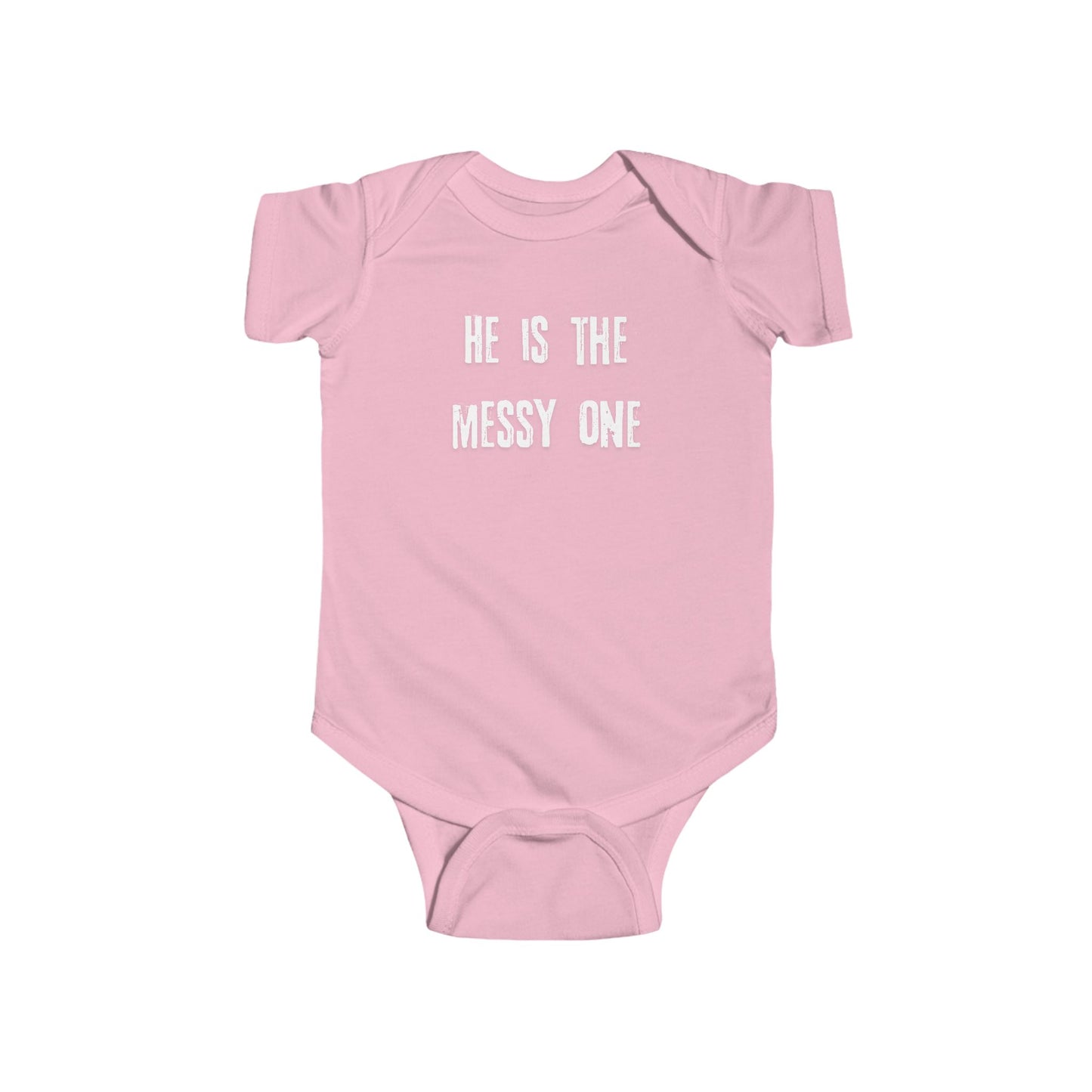 He Is The Messy One- Twin Baby Boy Bodysuit — Funny Baby Shower Onesie