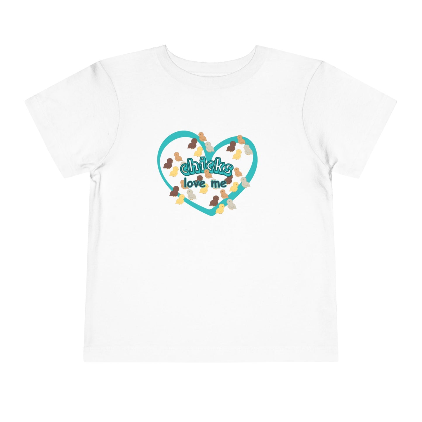 Toddler Easter Tee — "Chicks Love Me" Joke Heart Chick Pattern Shirt for boys