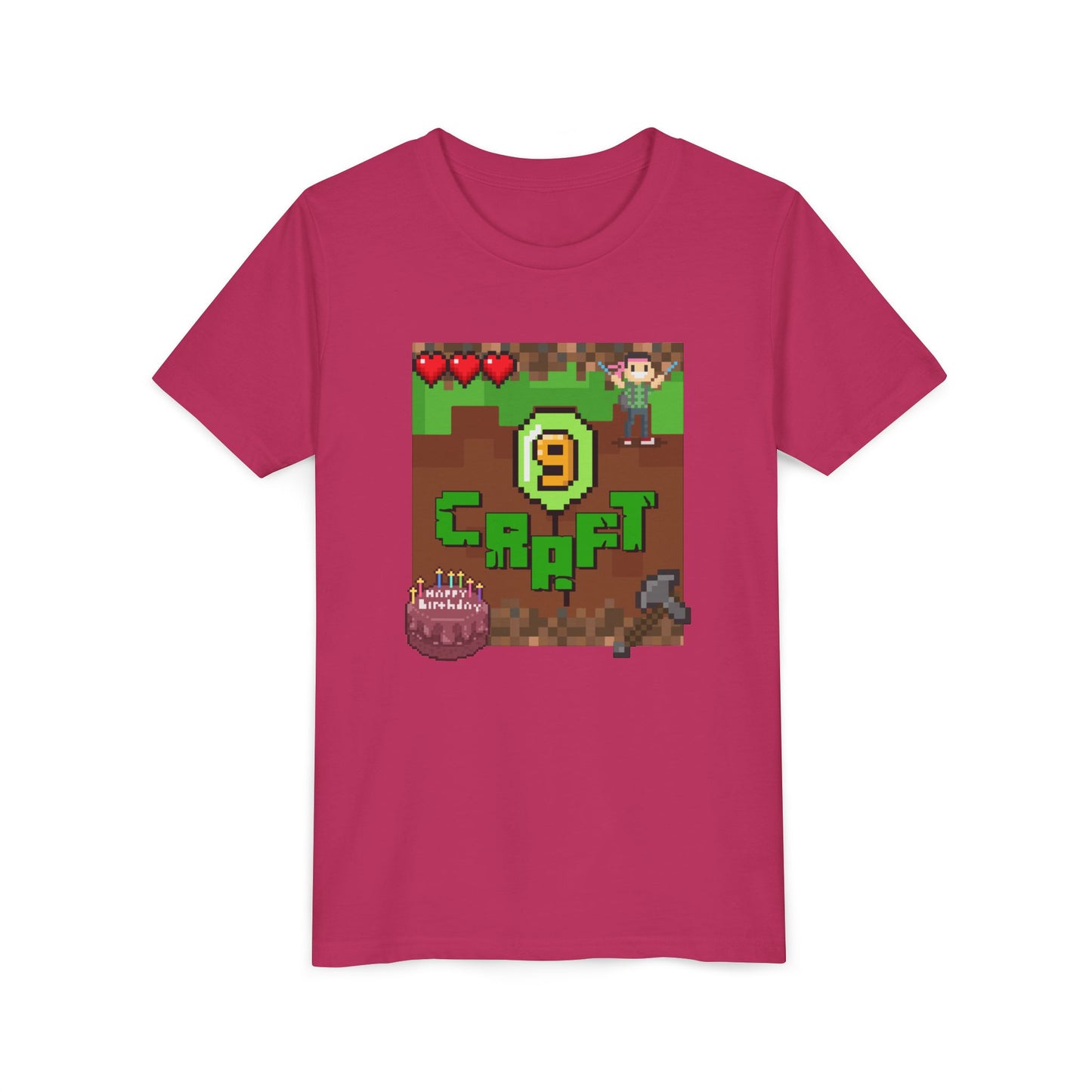 Minecraft-Style '9 Craft' Kids Tee — Birthday Gamer Shirt