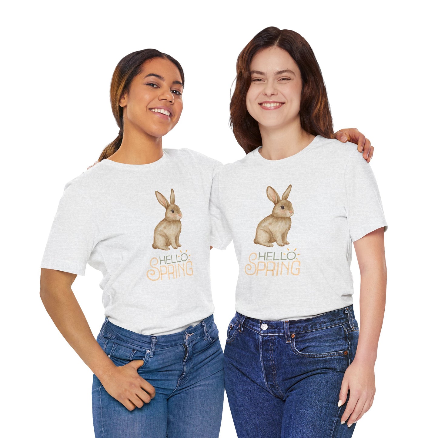 Hello Spring Bunny T-Shirt — Cute Watercolor Rabbit Spring Tee