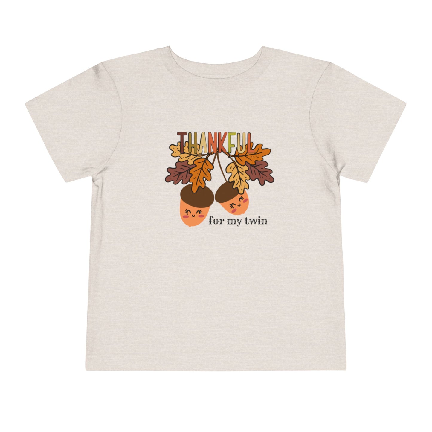 Thankful for My Twin Toddler Tee — Fall Acorn & Leaves Thanksgiving Shirt