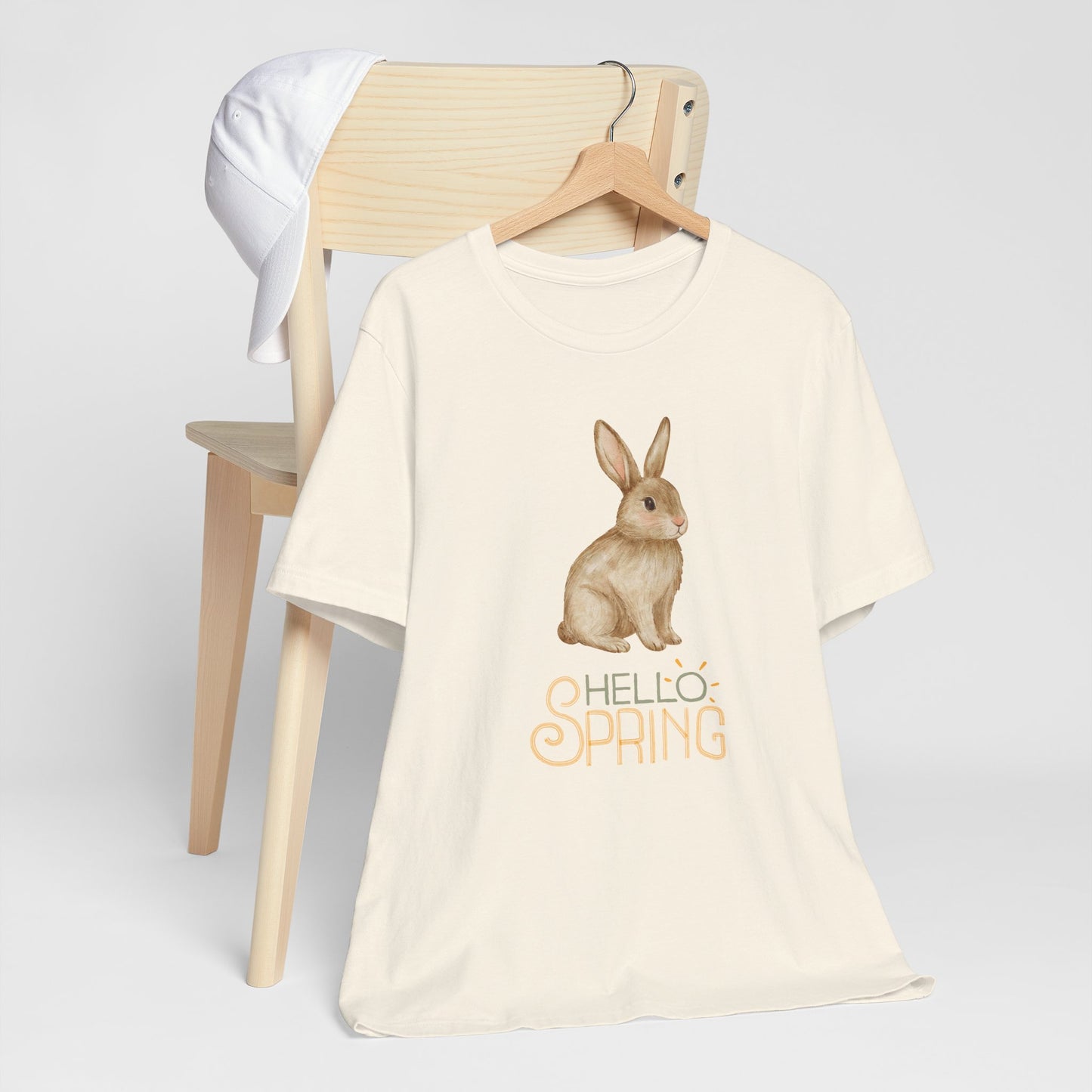 Hello Spring Bunny T-Shirt — Cute Watercolor Rabbit Spring Tee