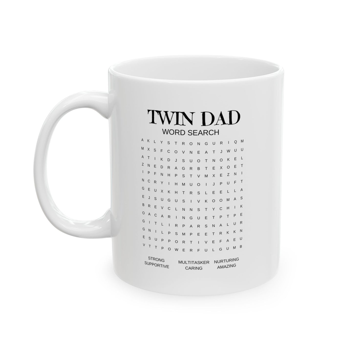Twin Dad Word Search Ceramic Mug – Funny Puzzle Gift (11oz & 15oz)
