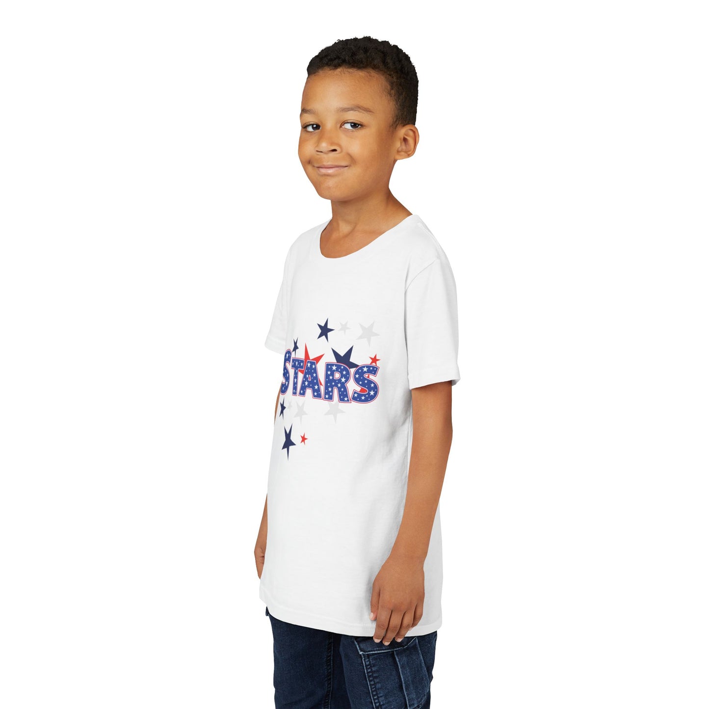 4th July -Youth Stars Tee - Patriotic Red White Blue Kids Shirt