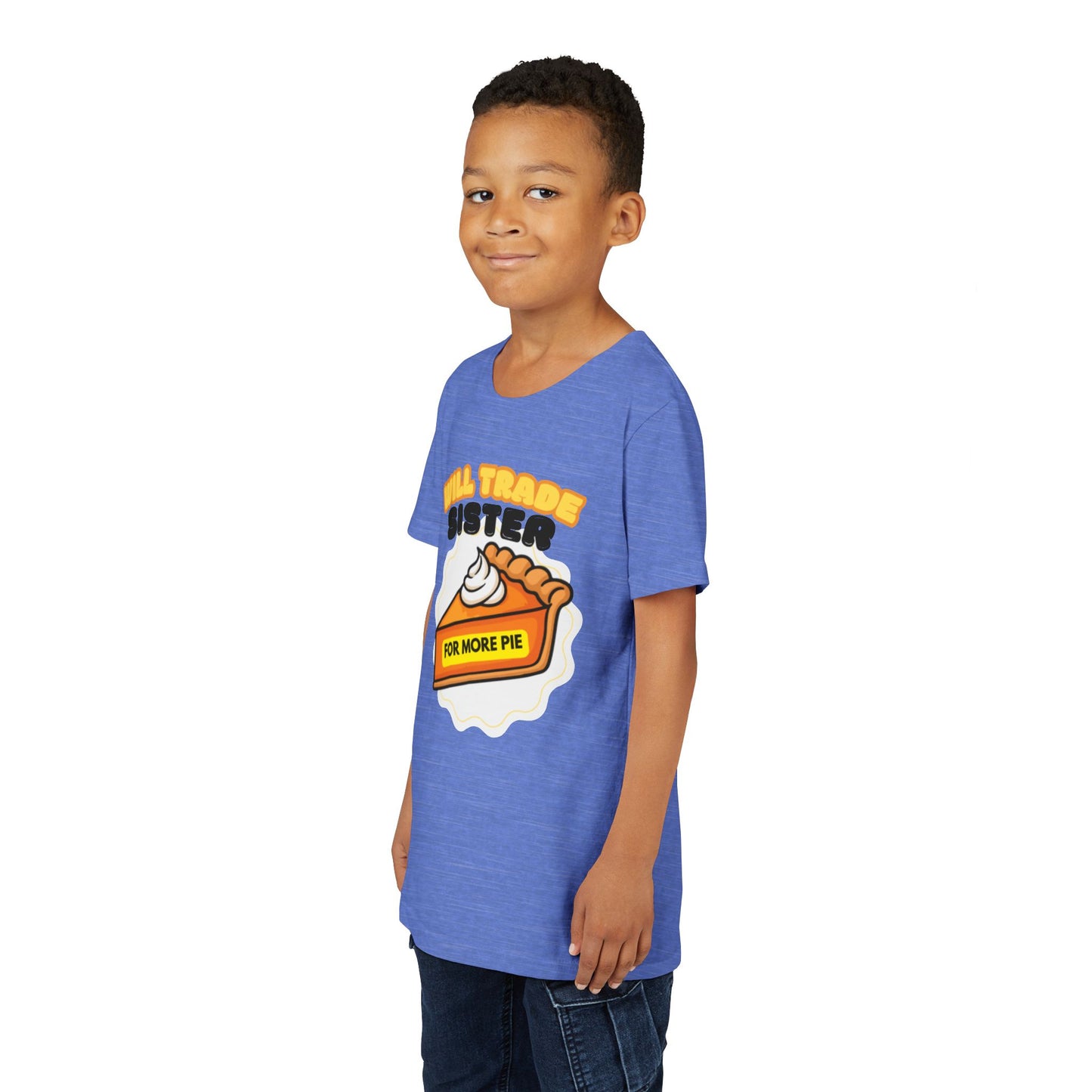 Teenage Sibling Tee - "Will Trade Sister for More Pie" Funny Kids Thanksgiving Shirt