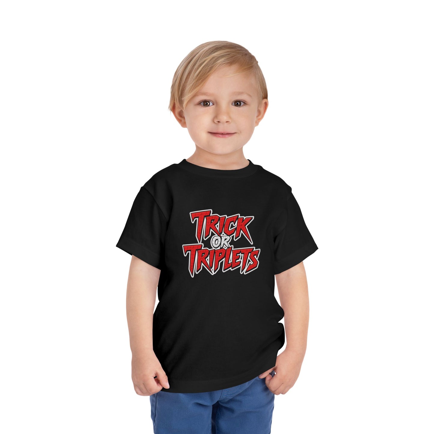 Triplet Toddler - Spiderman Shirt — "Trick or Triplets" Halloween Graphic (2 to 5 years old)