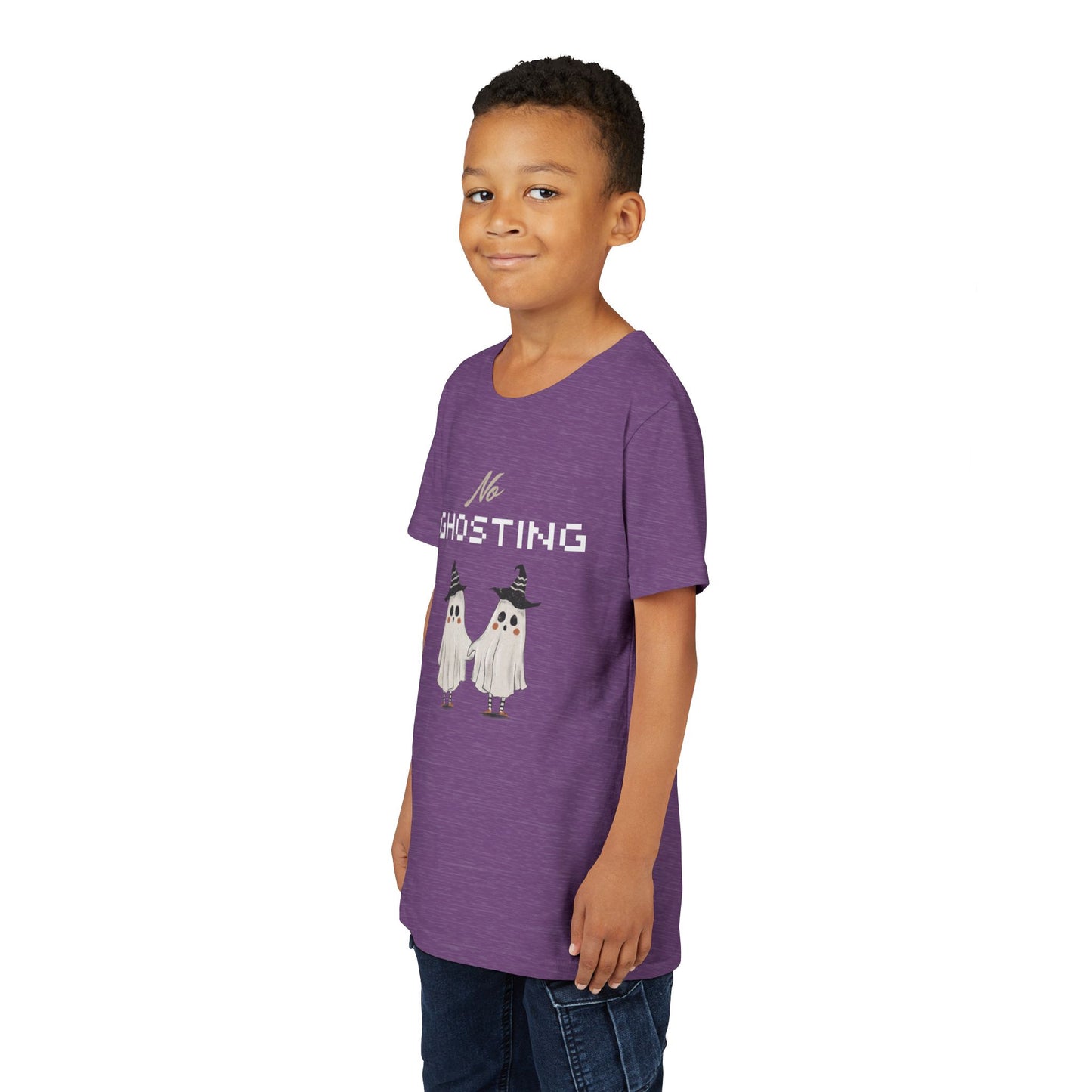 Youth Tee - "No Ghosting" Cute Ghost Kids Halloween T-Shirt