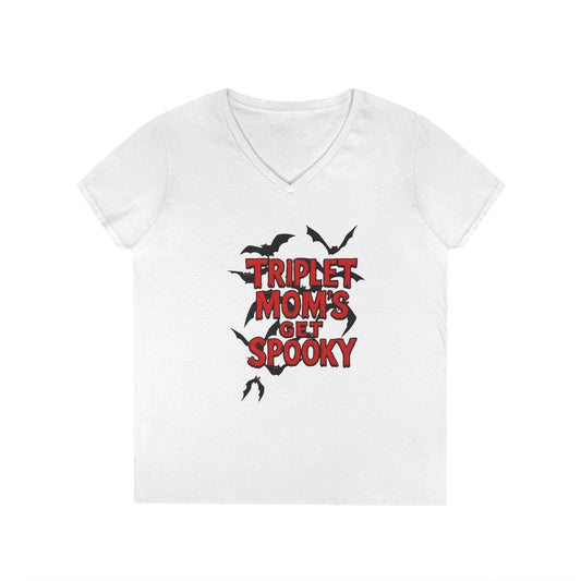 Triplet Moms Get Spooky V-Neck T-Shirt