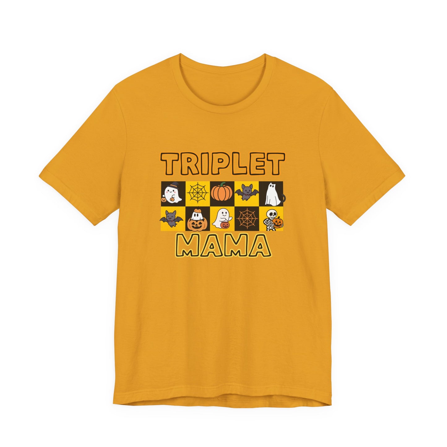 Triplet Mama Halloween Tee — Cute Spooky Mom Shirt with Ghosts & Pumpkins