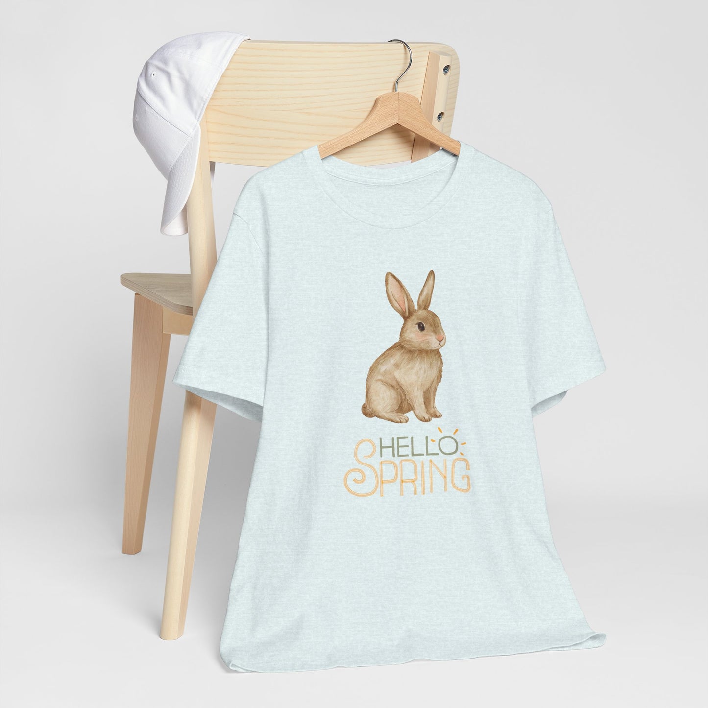 Hello Spring Bunny T-Shirt — Cute Watercolor Rabbit Spring Tee