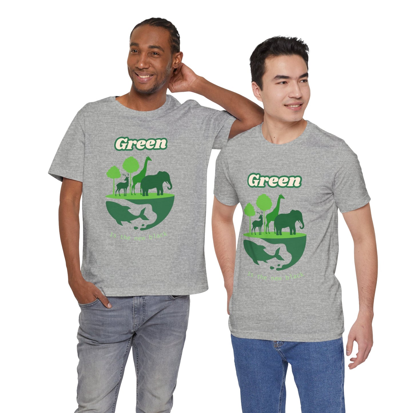 Green Mens Wildlife Conservation T-Shirt — "Green is the New Black" Eco Tee