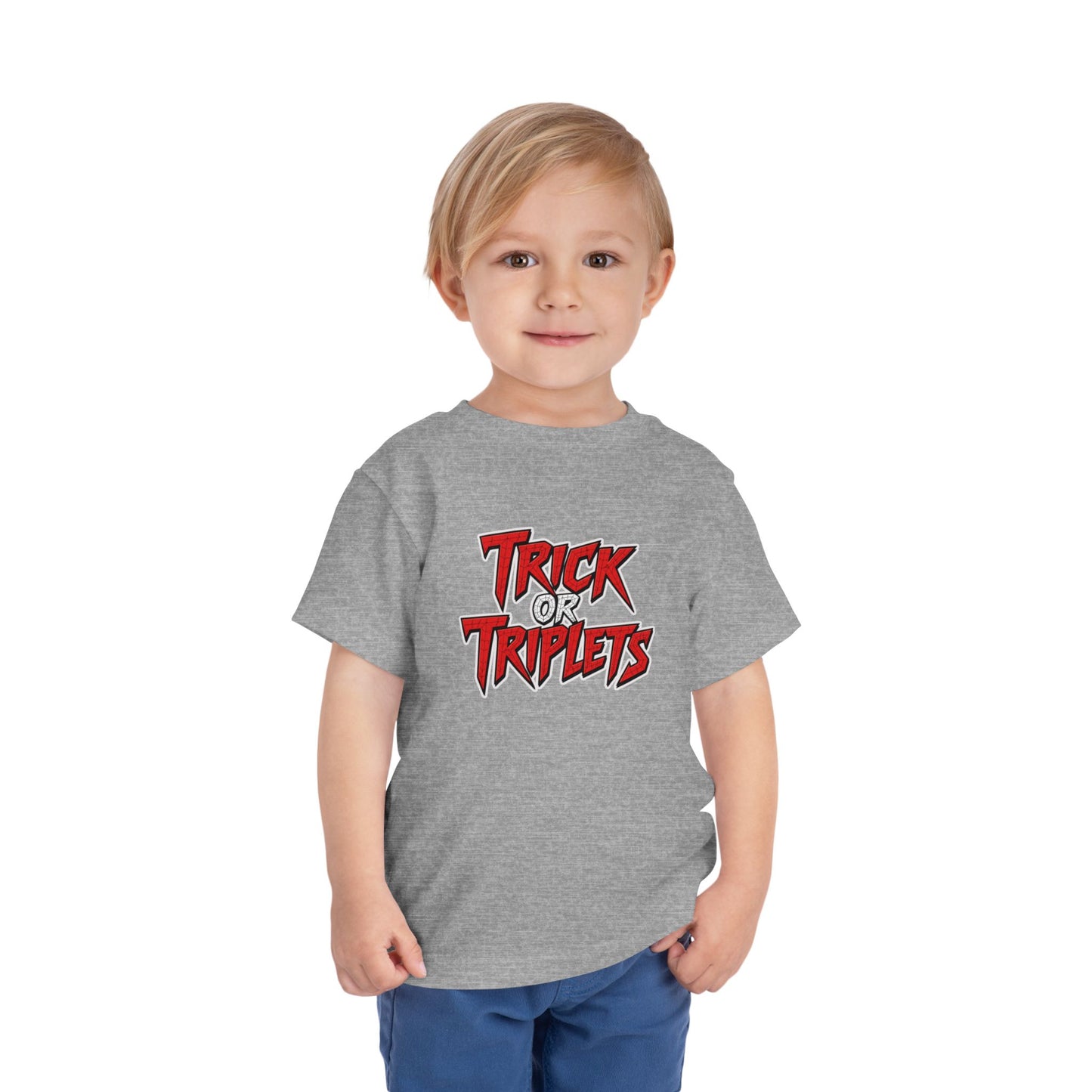 Triplet Toddler - Spiderman Shirt — "Trick or Triplets" Halloween Graphic (2 to 5 years old)