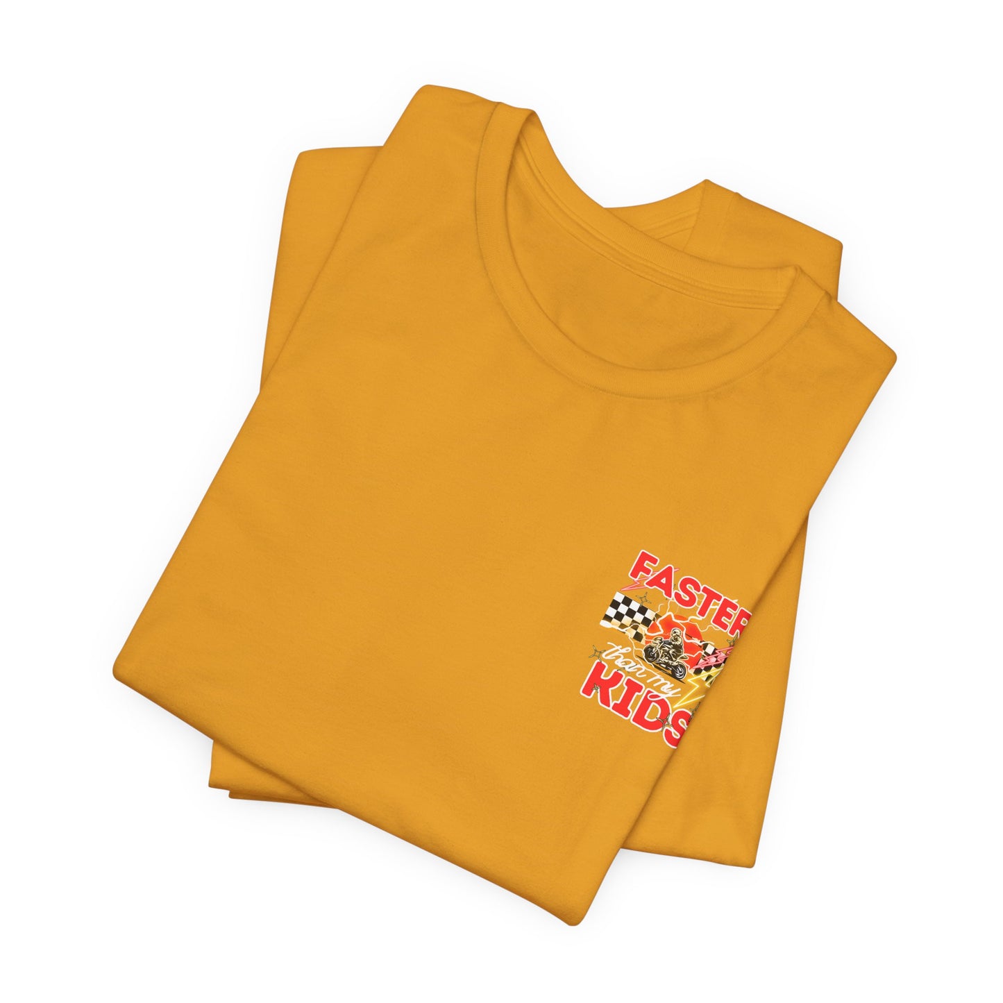 Faster Than My Kids Racing Tee — Motorcycle Retro Graphic Shirt