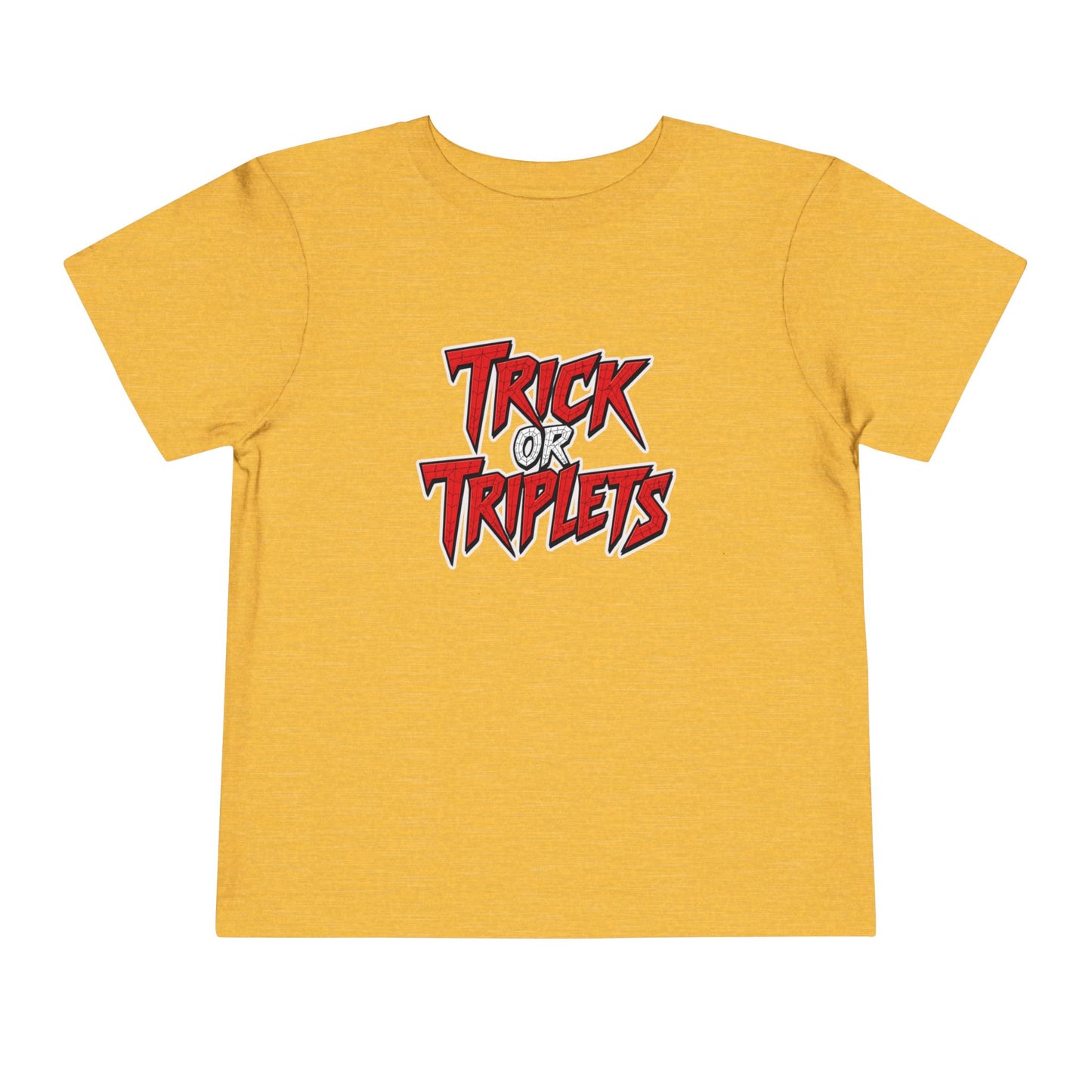 Triplet Toddler - Spiderman Shirt — "Trick or Triplets" Halloween Graphic (2 to 5 years old)