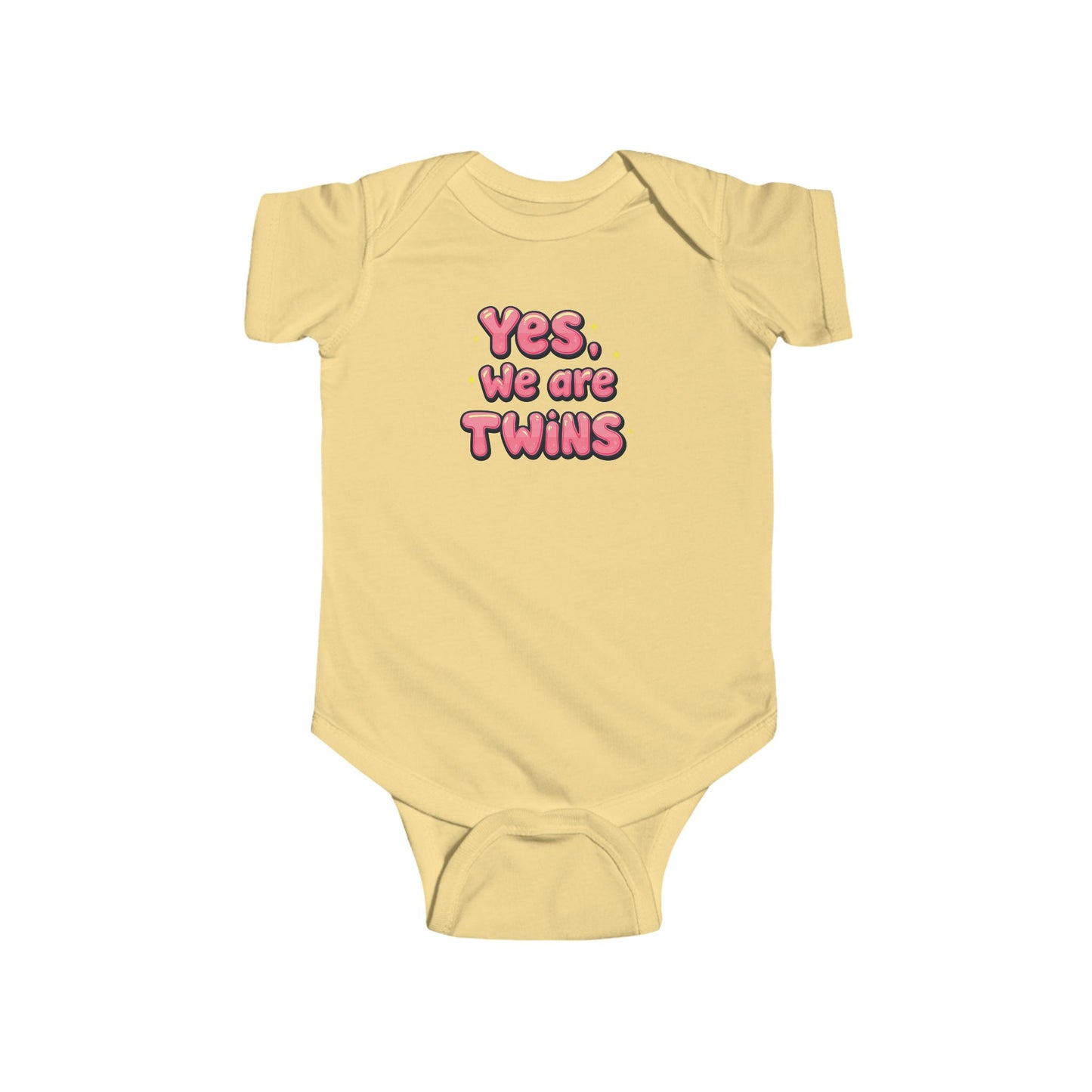 Baby Bodysuit – "Yes, We Are Twins" Cute Pink