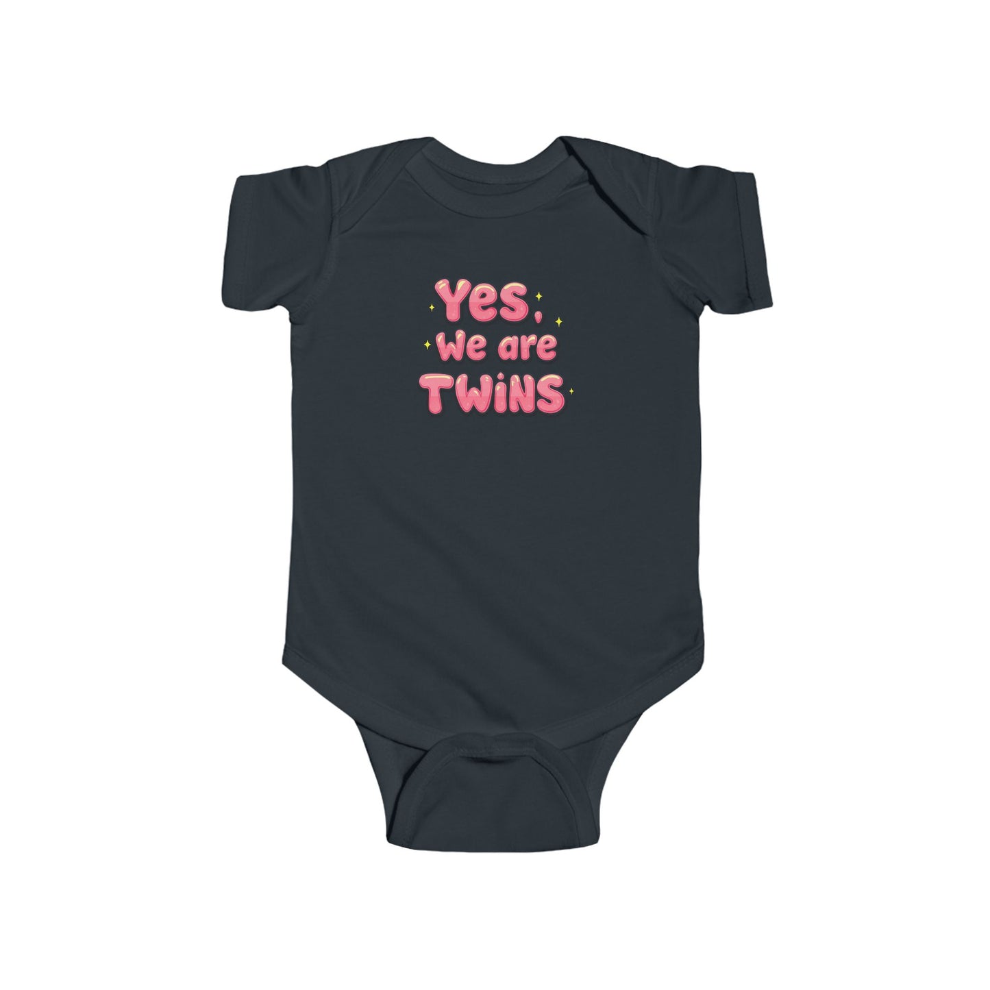 Baby Bodysuit – "Yes, We Are Twins" Cute Pink