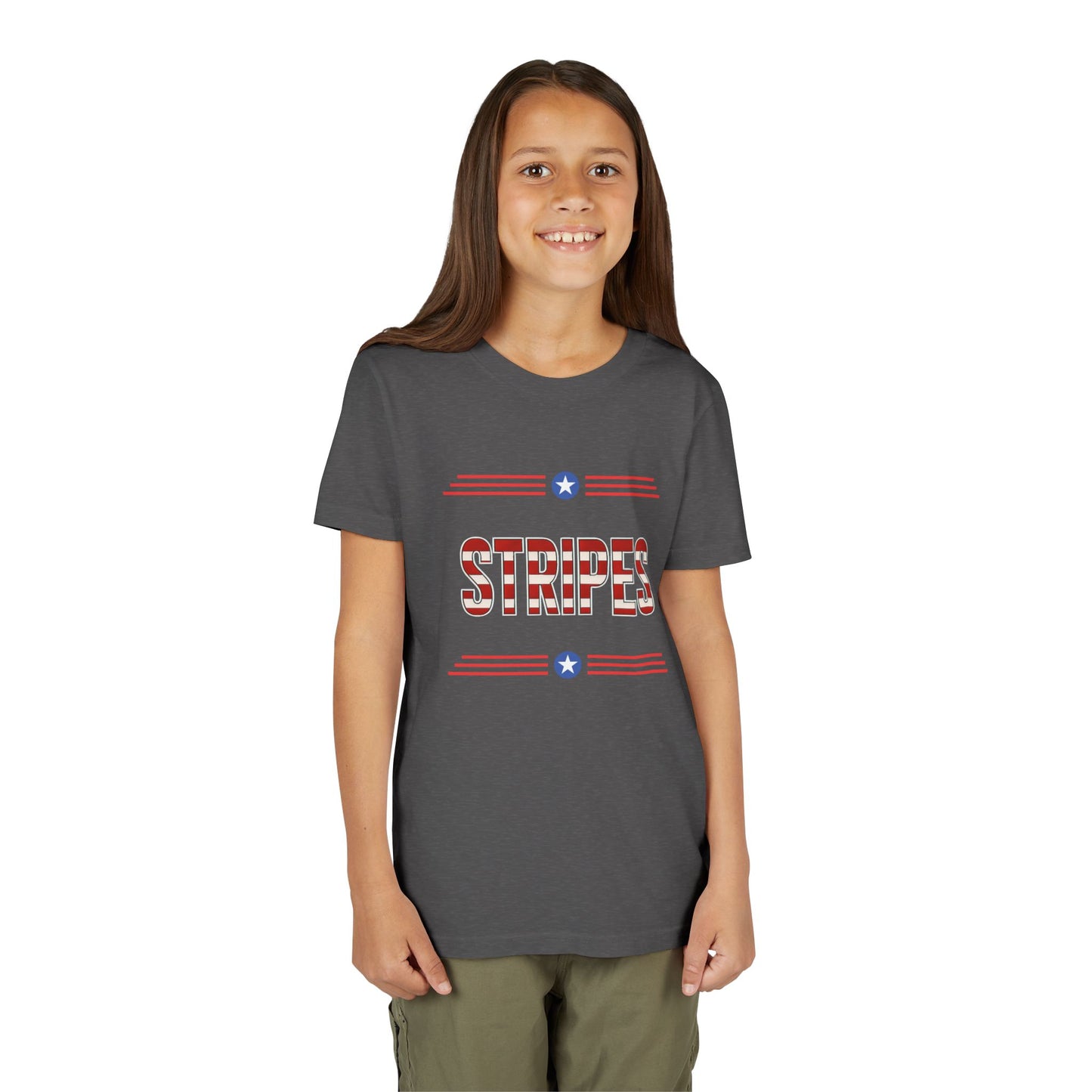 Youth Tee — "Stripes" Patriotic Kids T-Shirt (Red, White & Blue)