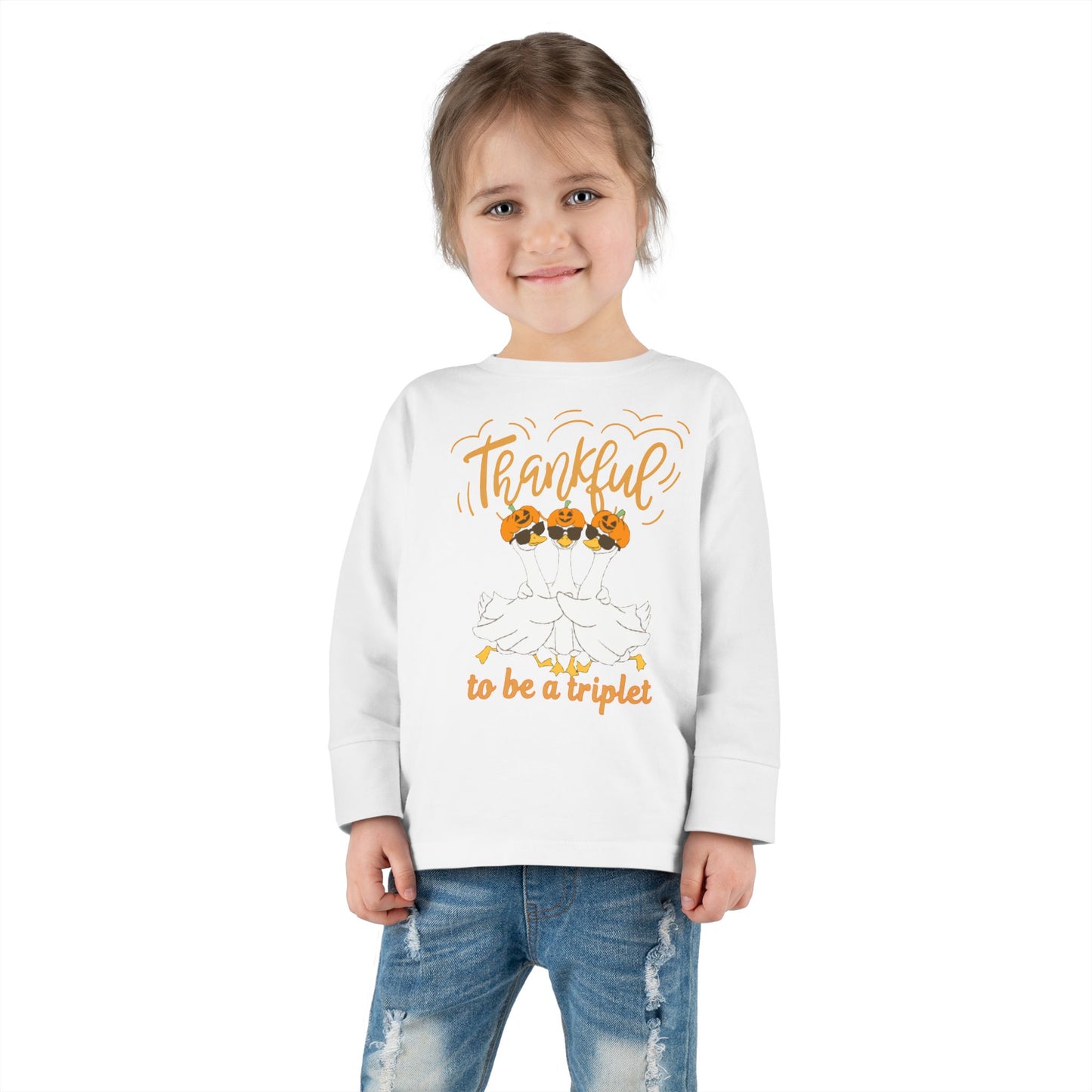 Thankful to Be a Triplet Toddler Long Sleeve Tee