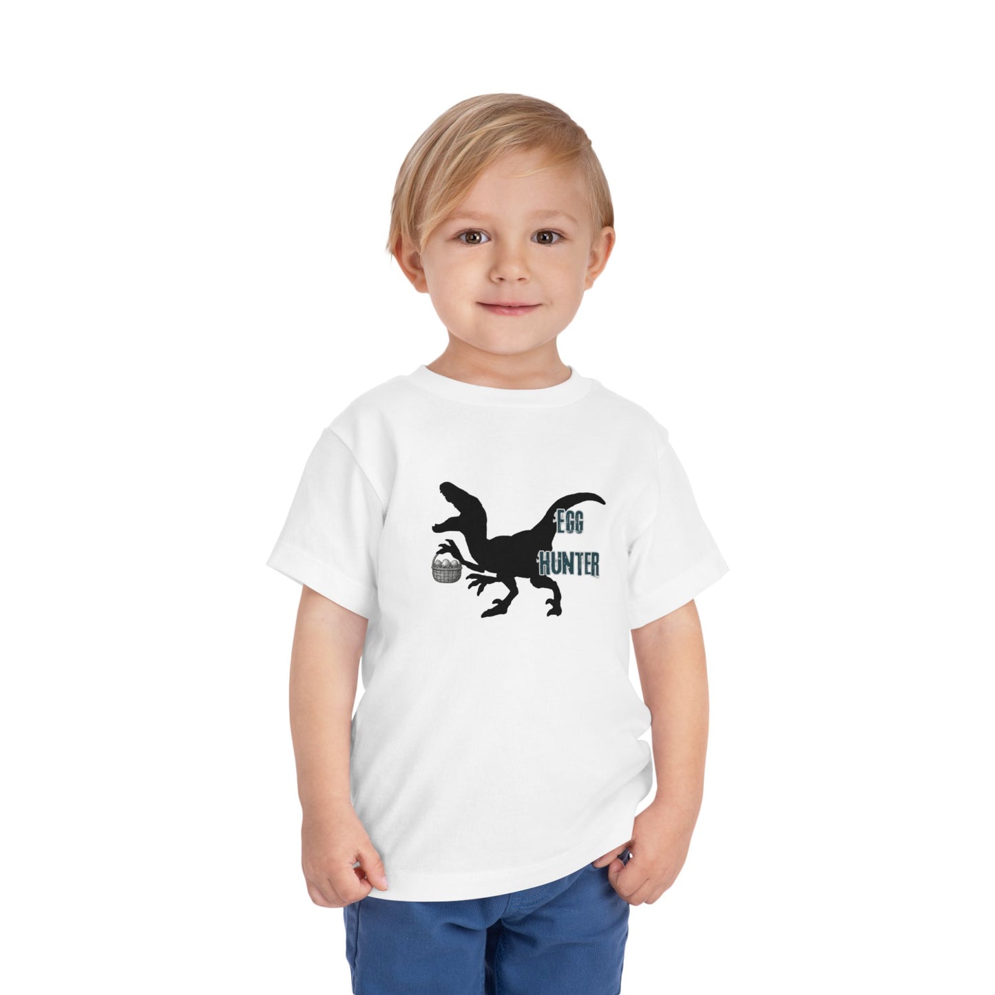 kids 2-5 years Tee — "Egg Hunter" Dinosaur Easter Shirt