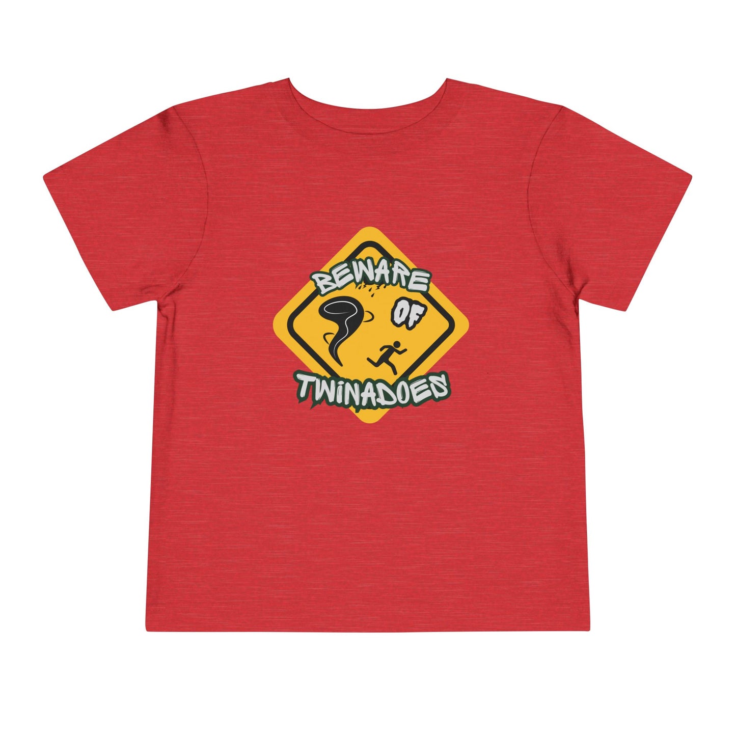 Toddler Tee — "Beware of Twinadoes" Yellow Warning Sign Kids Shirt