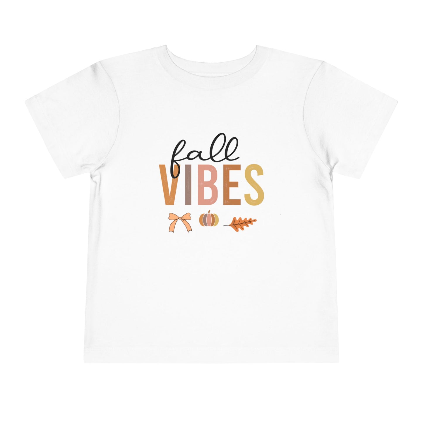 Toddler Tee – "Fall Vibes" Pumpkin & Leaf Autumn Graphic