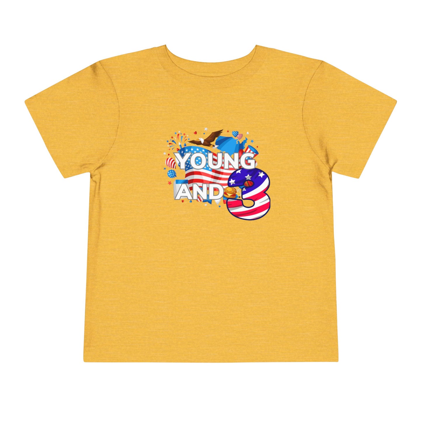 3rd Birthday- "Young and Free" USA Toddler Tee – Cute Kids' Unisex Shirt with Patriotic Design