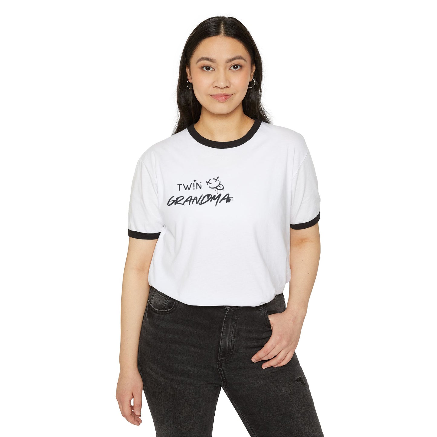 Twin Grandma- Graffiti Cotton Ringer T-Shirt