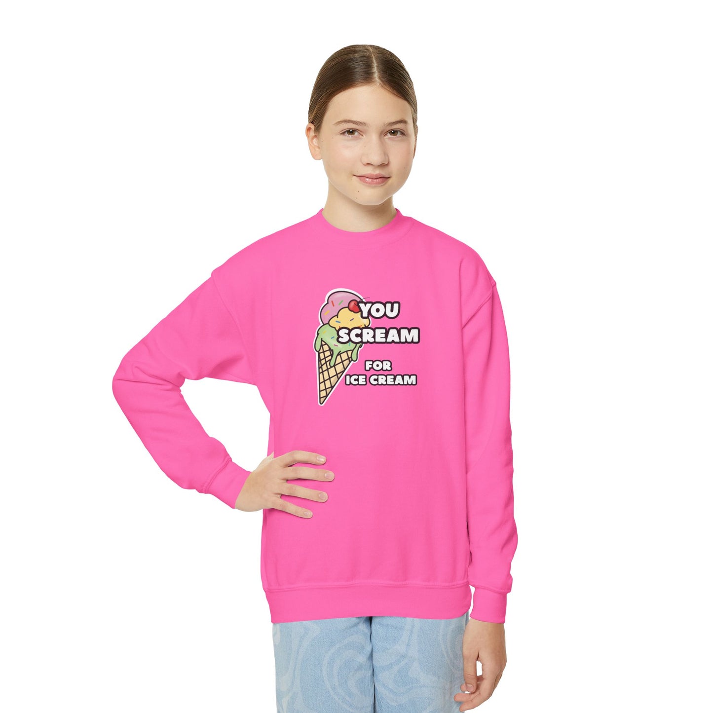 Mix and Match- 'You Scream for Ice Cream', Fun Sweaters for Kids, Ice Cream Apparel, Birthday Theme, Summer Wear, Cute Youth Crewneck