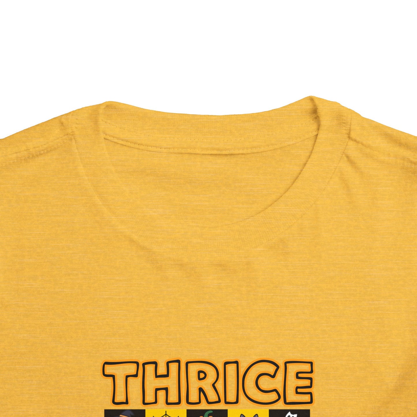 Triplet Halloween Matching Tee — "Thrice As Nice" Cute Checkerboard Fall Graphic (2 to 5 years)