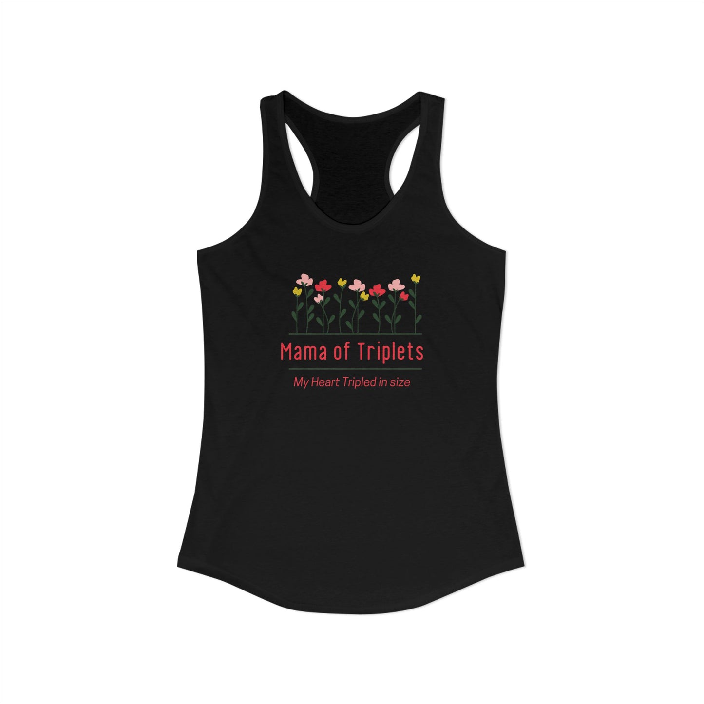 Mama of Triplets- Floral Racerback Tank