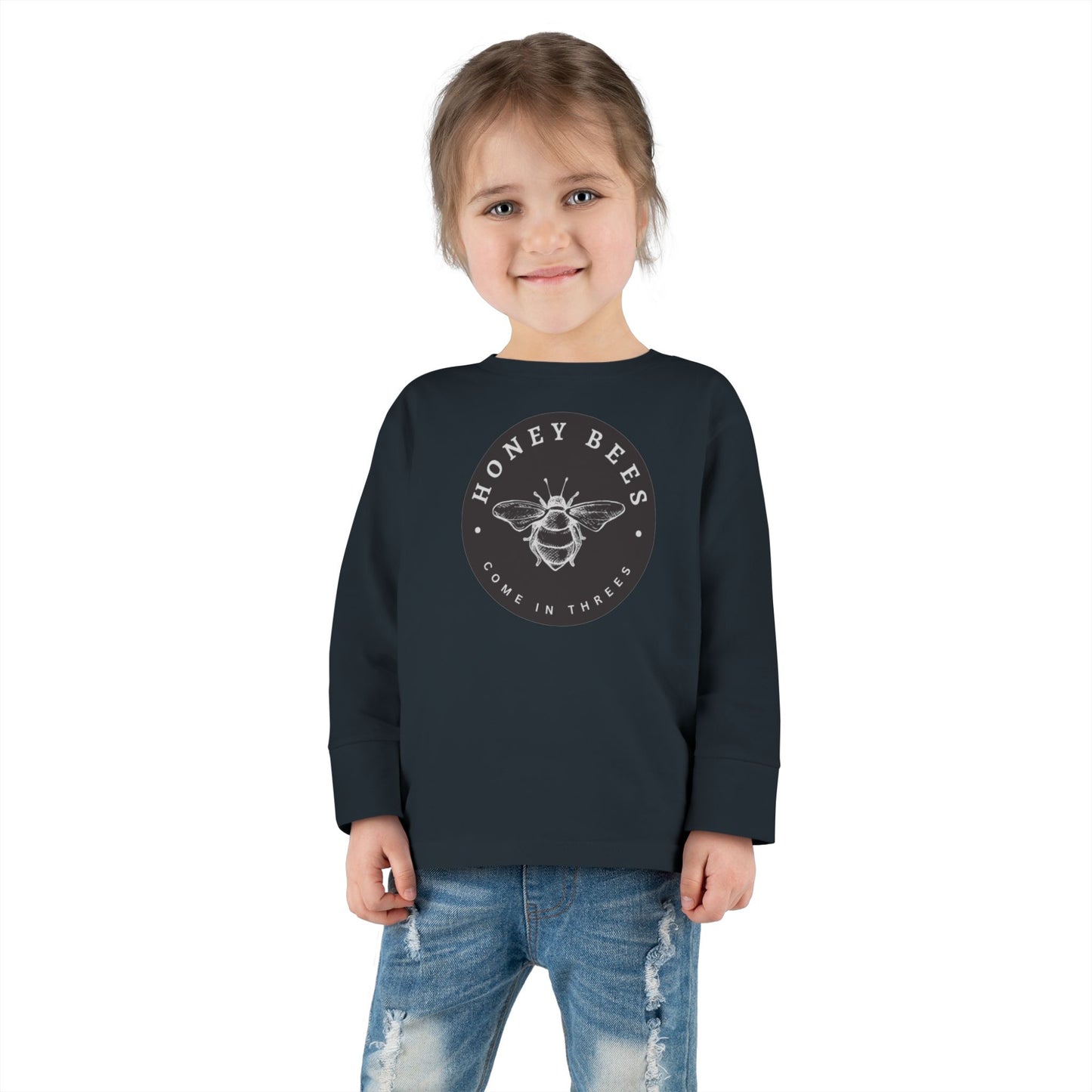Honey Bees Come in Threes -2 -6 Years Old-Toddler Long Sleeve Tee, Toddler Gifts, Kids Apparel, Triplet Tee, Bee Lover Shirt, Matching Baby Outfit