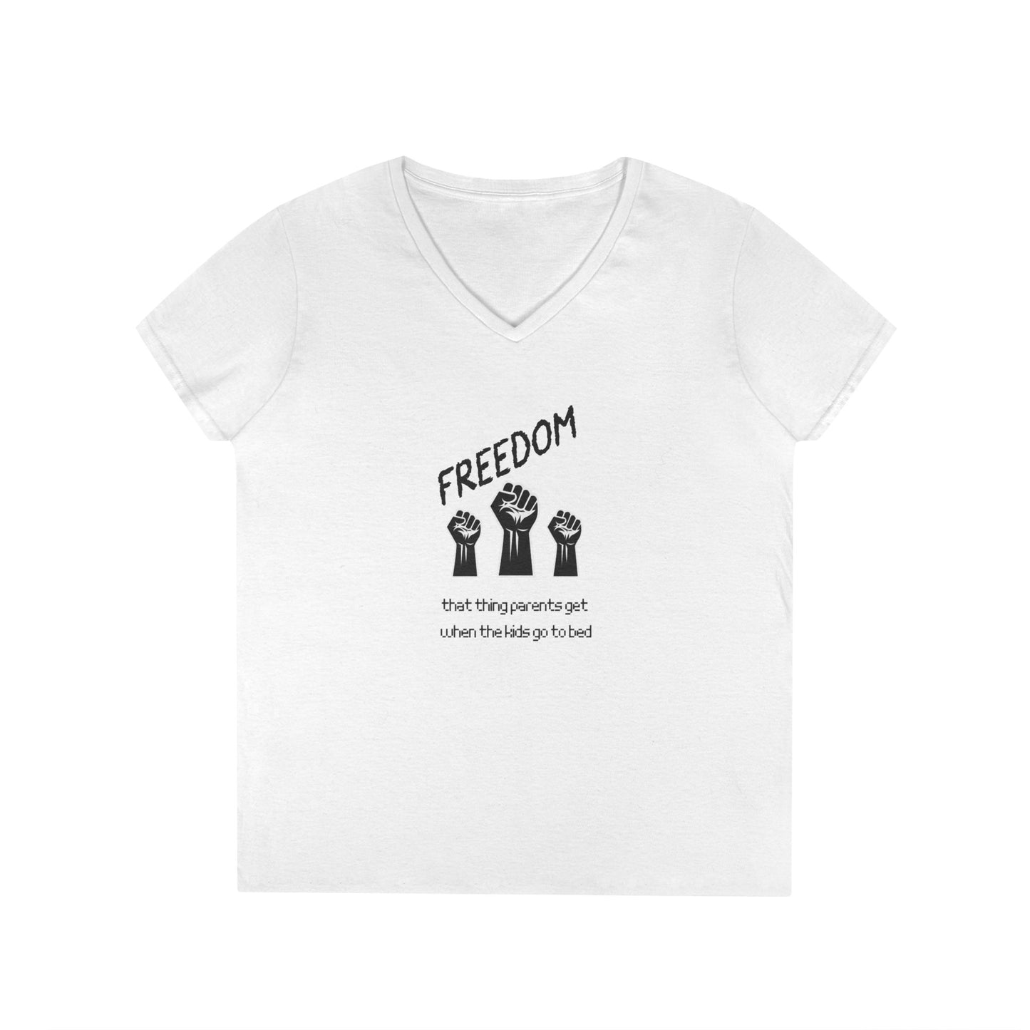 Freedom Fist V-Neck Tee — Women's Social Justice Protest Shirt