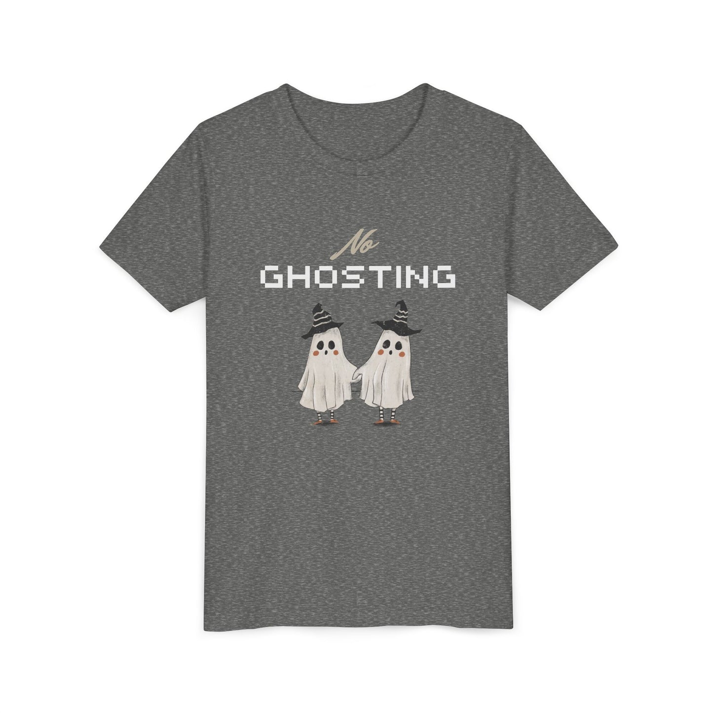 Youth Tee - "No Ghosting" Cute Ghost Kids Halloween T-Shirt