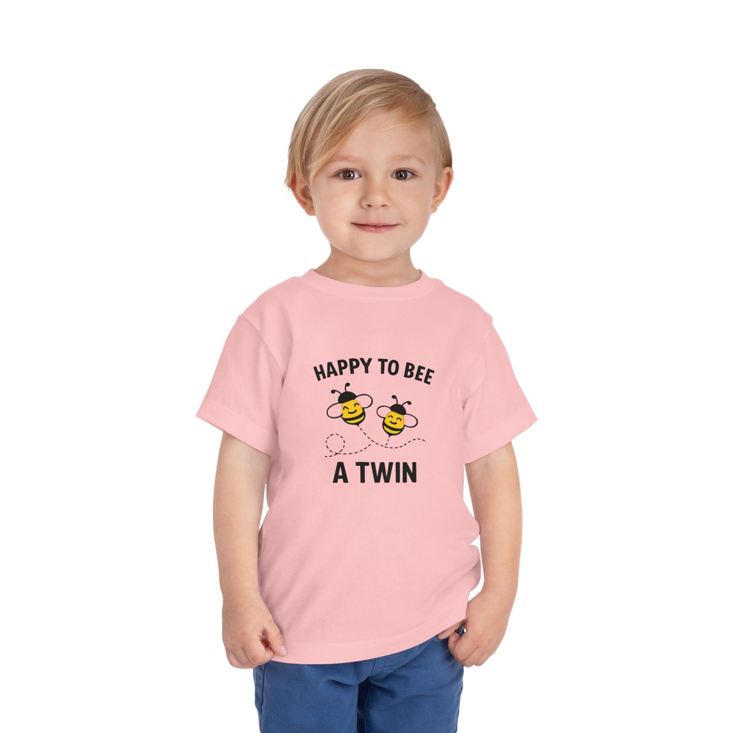 Happy To Bee A Twin Toddler Tee — Cute Bee Twins Shirt for Siblings