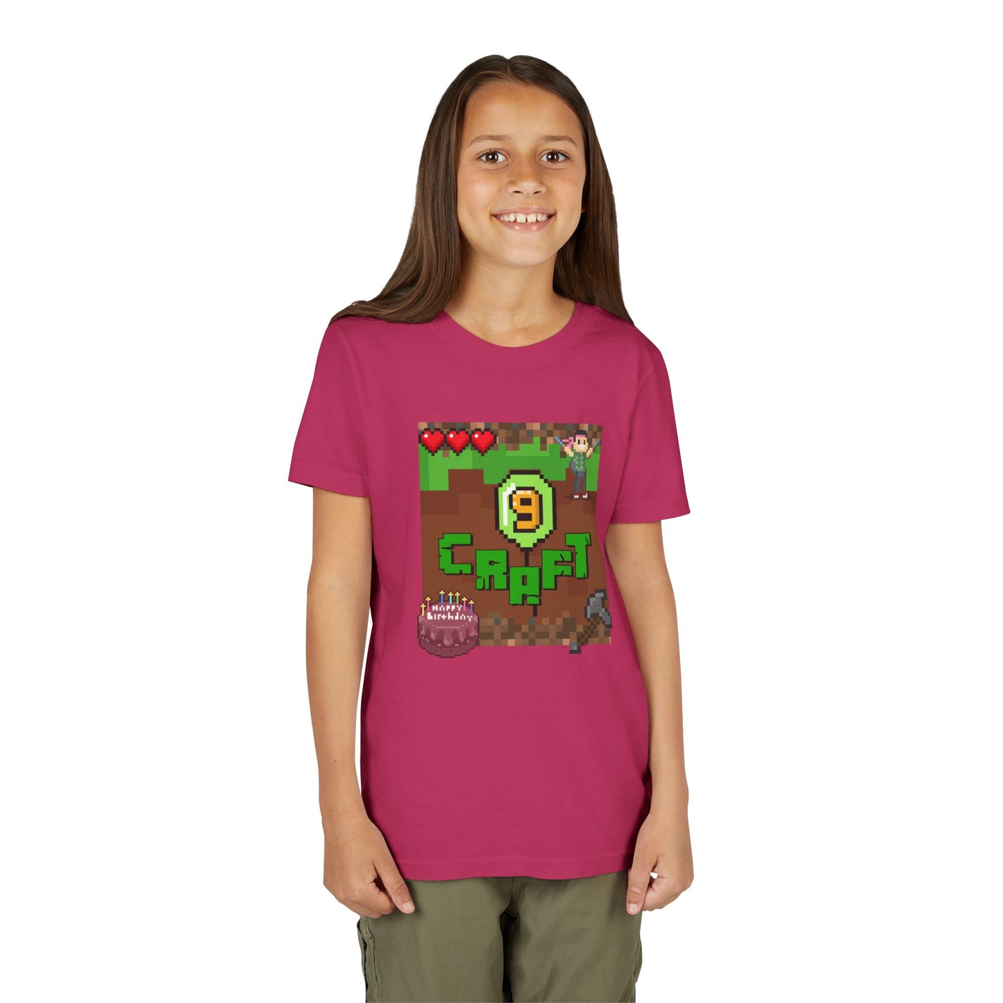 Minecraft-Style '9 Craft' Kids Tee — Birthday Gamer Shirt