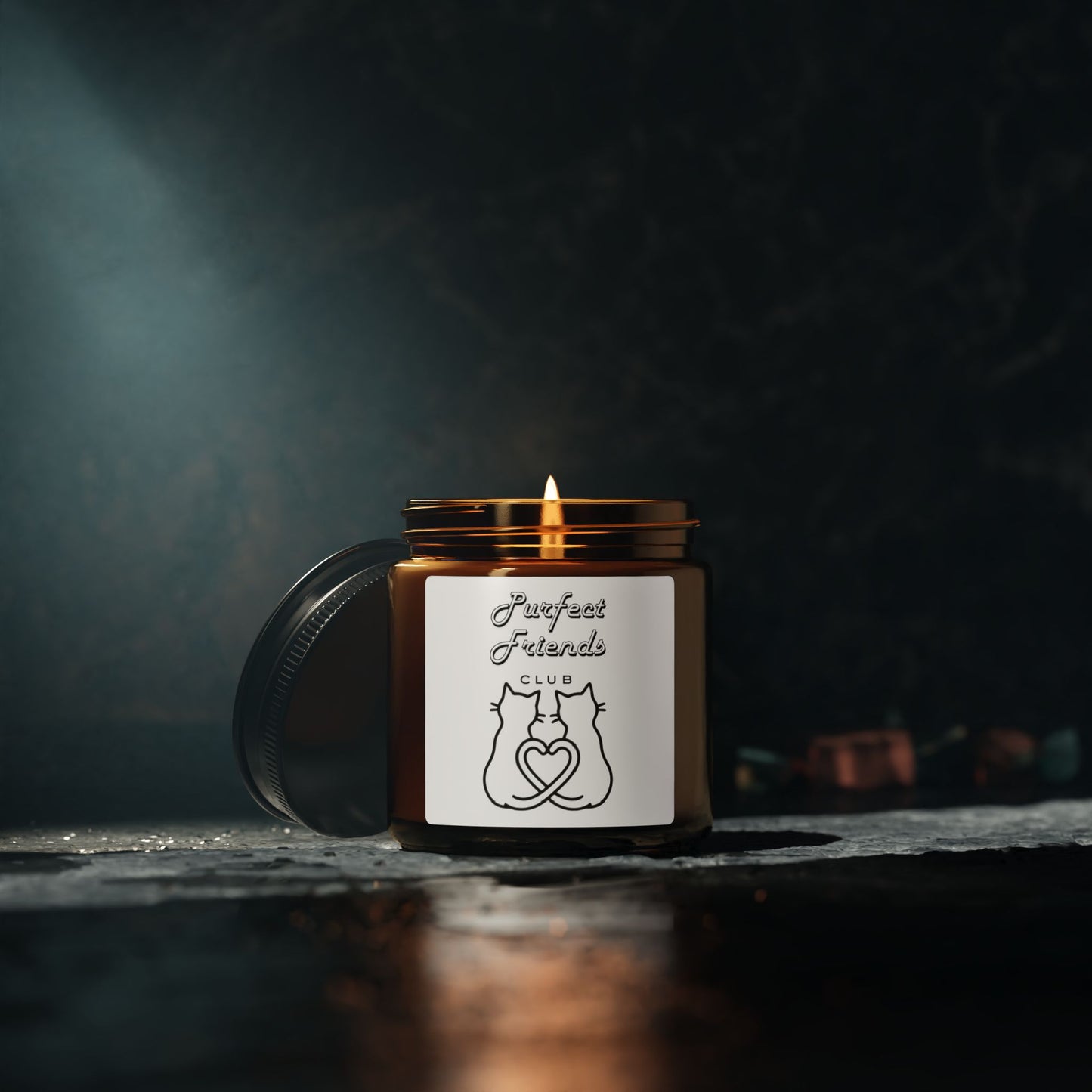 Purfect Friends Club- Soy Candle – Amber Jar, Cozy Floral Scent (Gift for Cat Lovers)