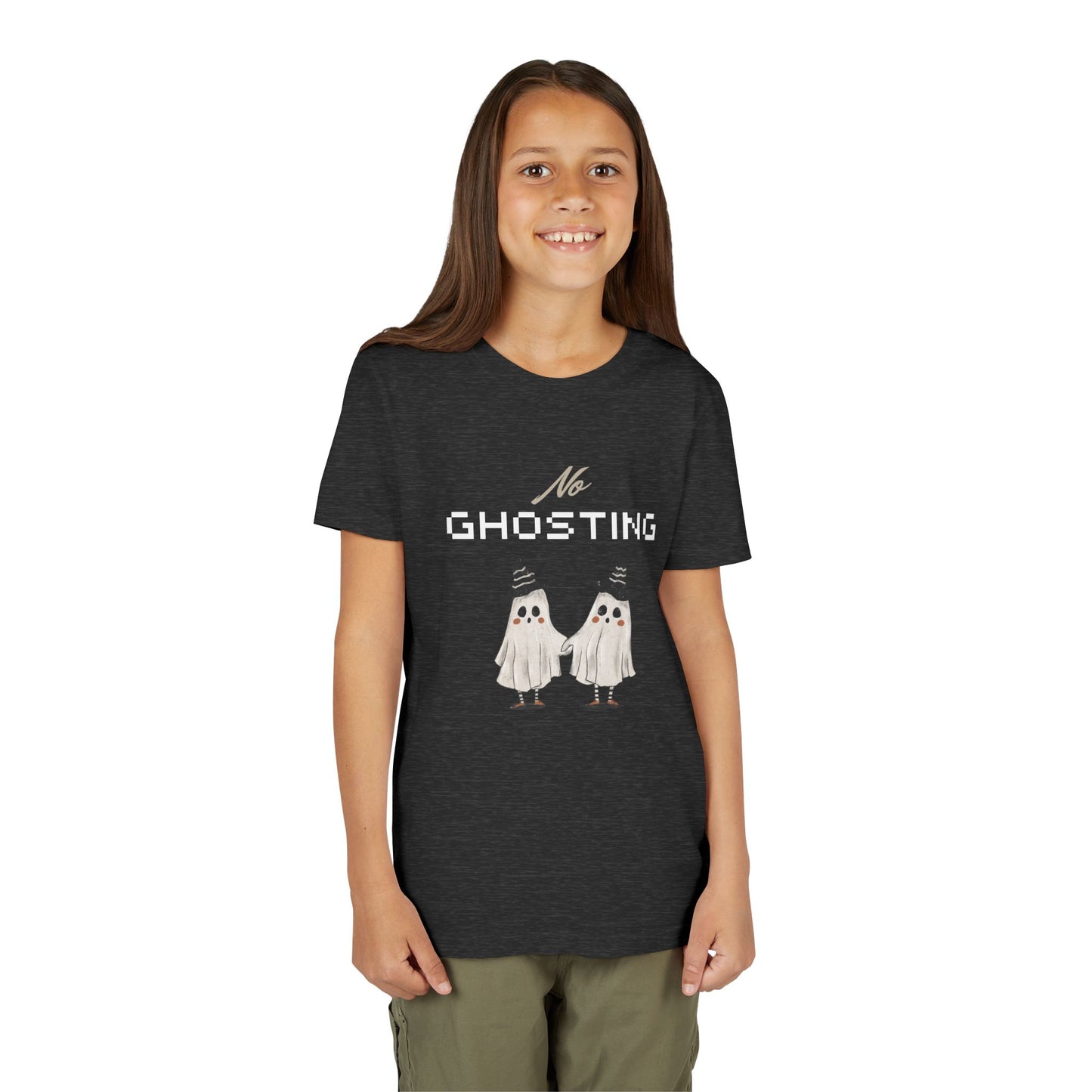 Youth Tee - "No Ghosting" Cute Ghost Kids Halloween T-Shirt