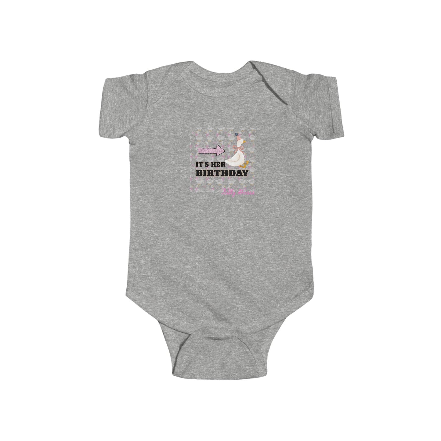 Twin Girls Bodysuit — "It's her Birthday" Silly Goose- Baby Onesie