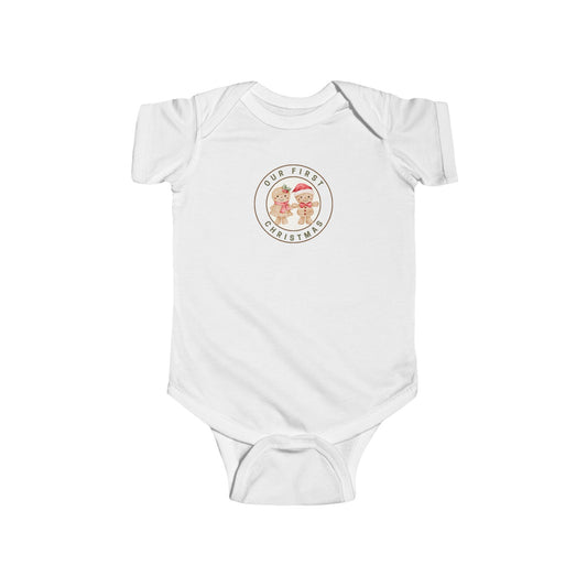 Twin Girl and Boy- Our First Christmas Infant Bodysuit - Baby Holiday Keepsake